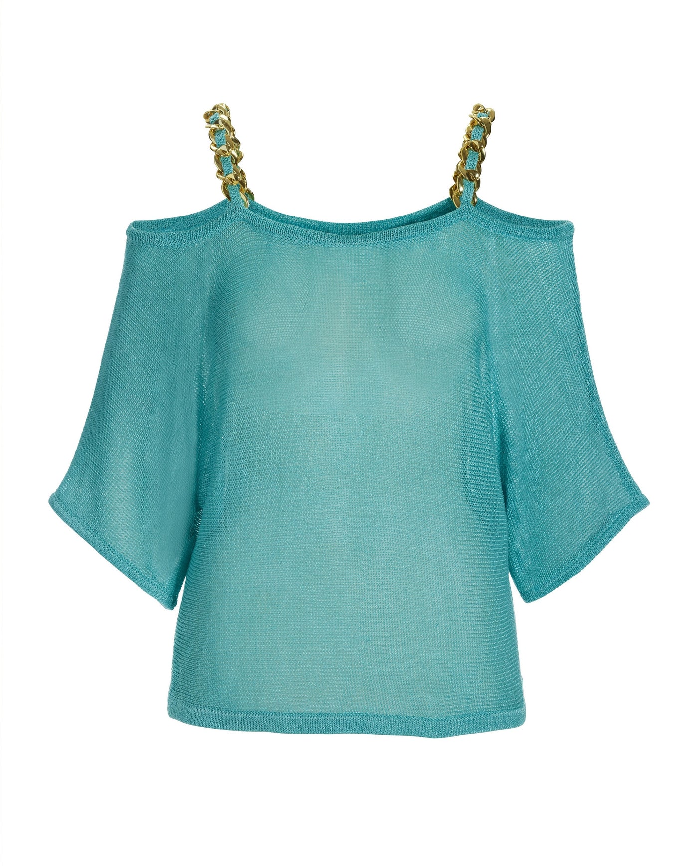 Metallic Chain Strap Poncho Blue