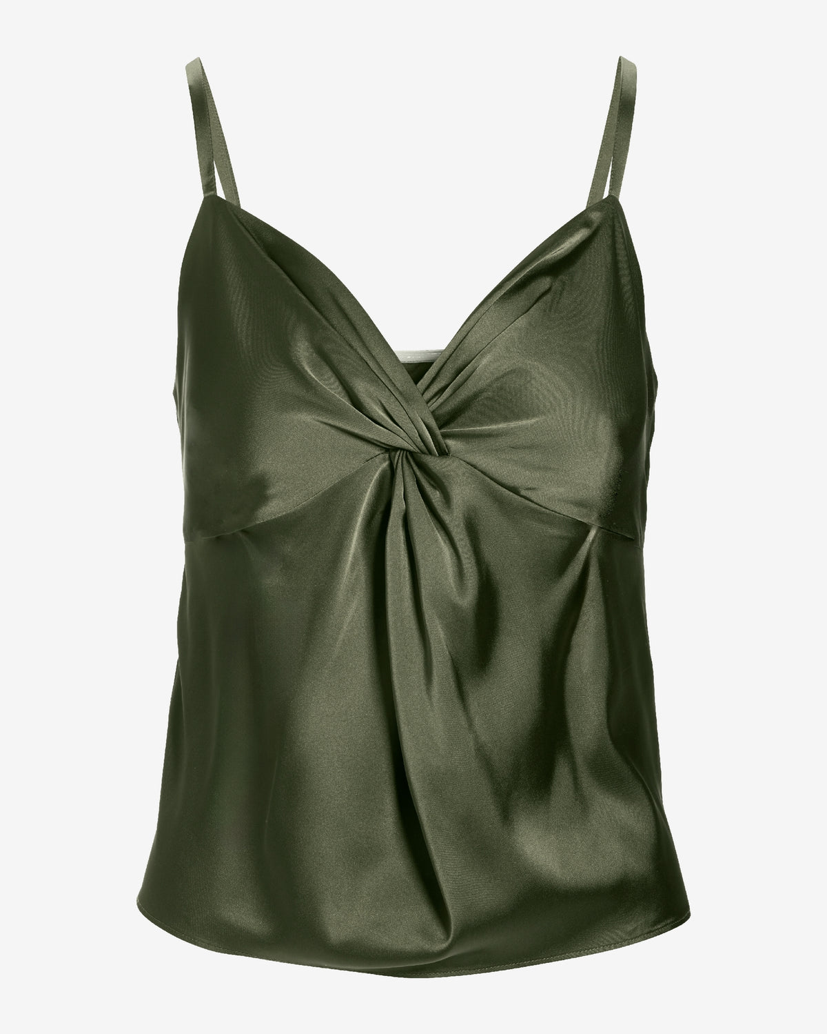 Lia Twist Front Charmeuse Tank Olive
