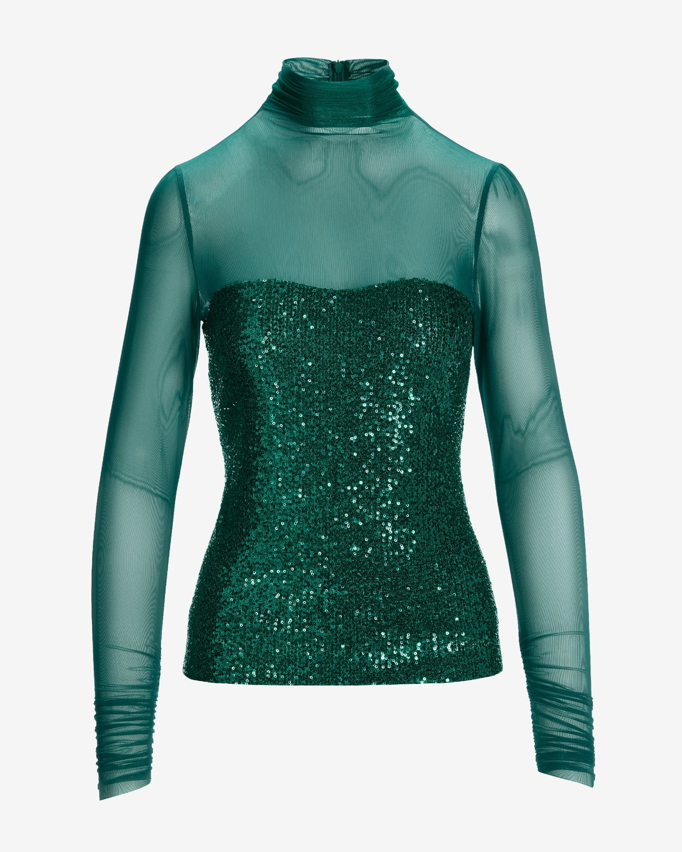 Sequin Sheer Top Deep Emerald