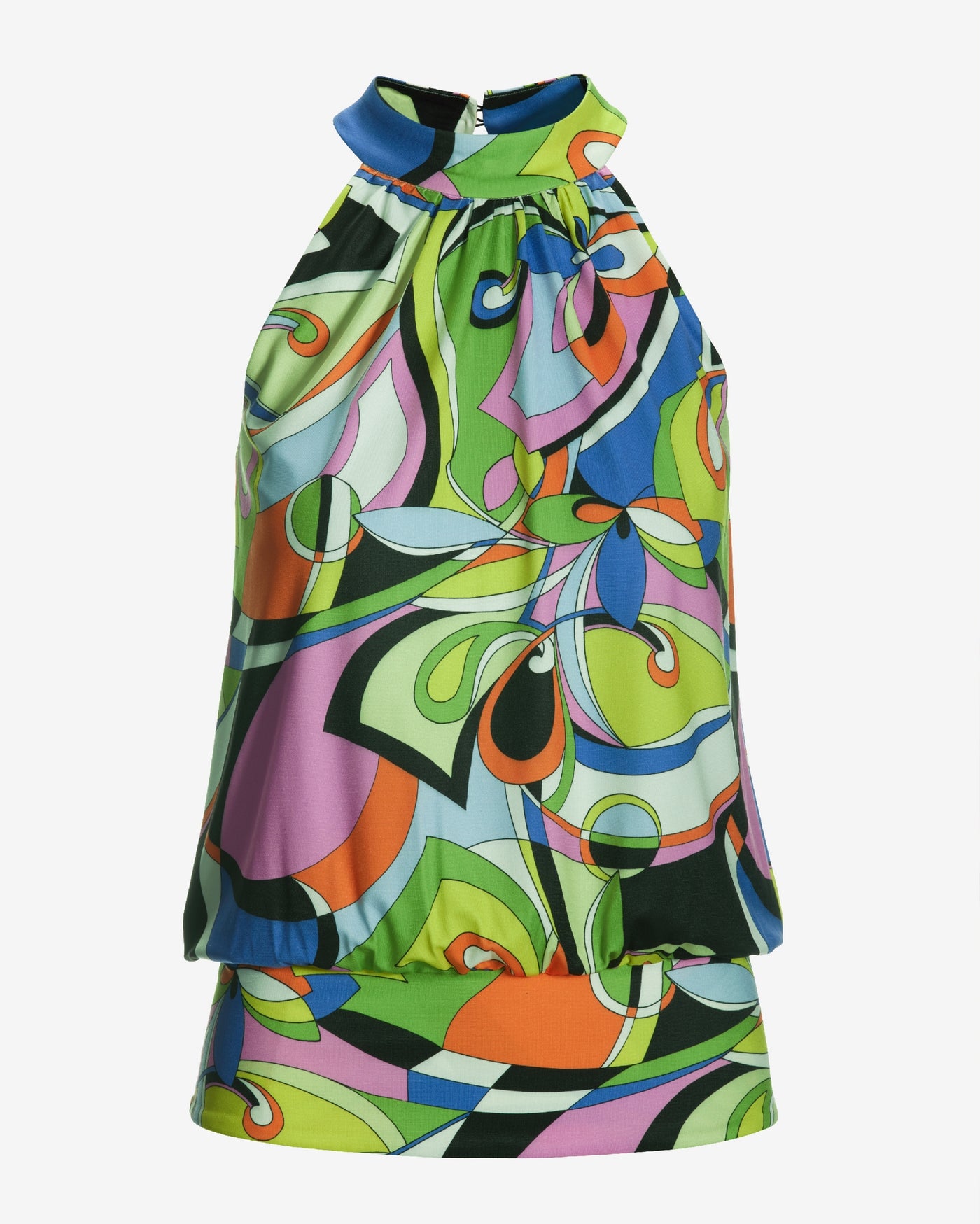 So Chic Alexandra Abstract Halter Neck Knit Top Multi