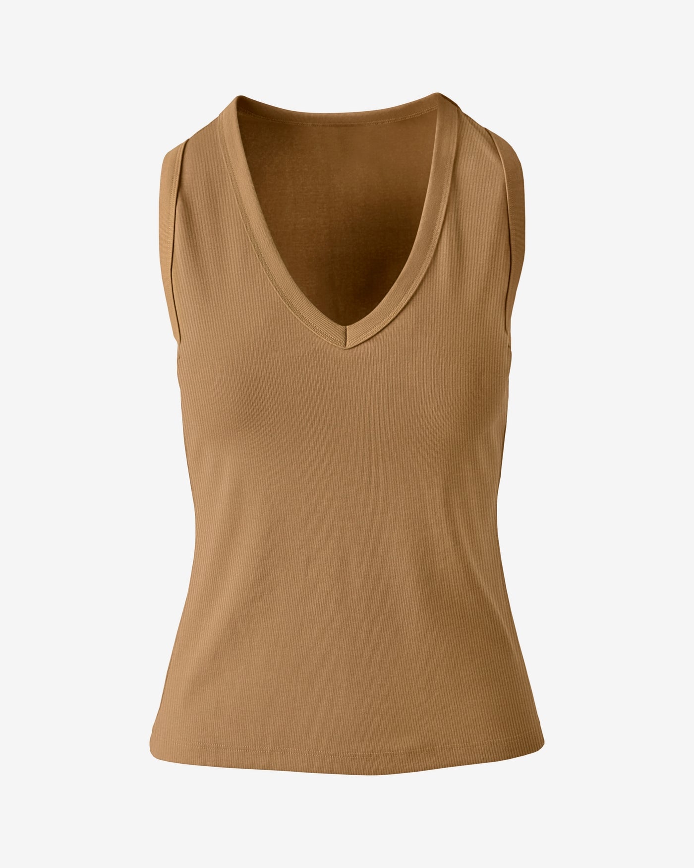 V Neck Cotton Tank Tobacco Brown