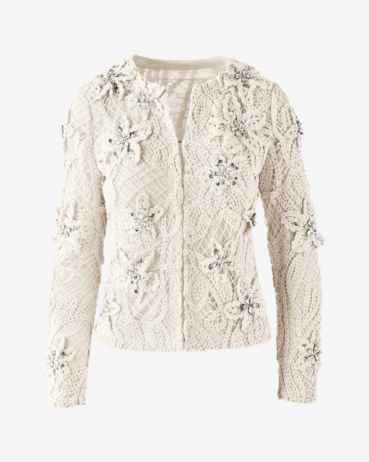 3D Floral Crochet Cardigan Off White