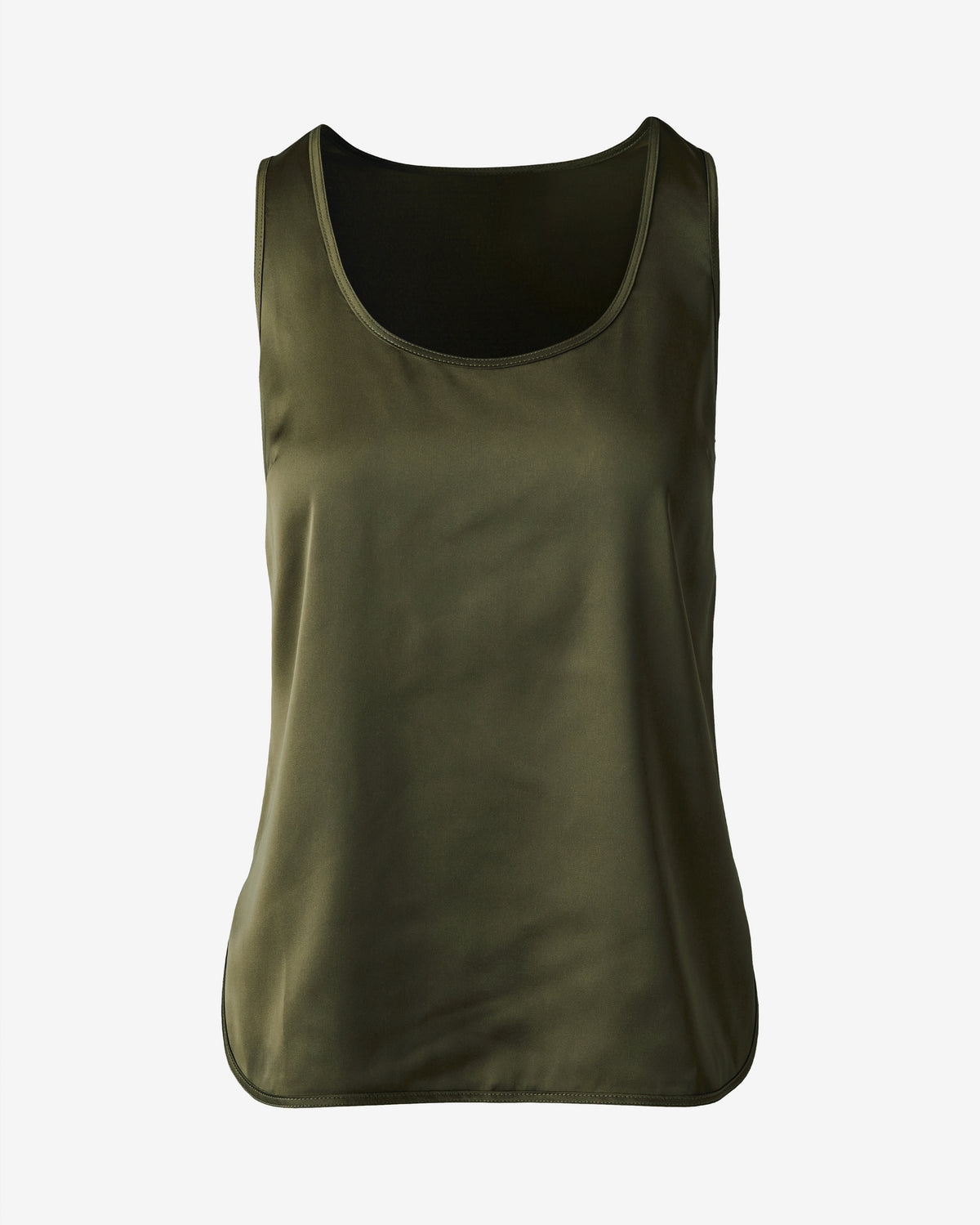 Samantha Scoop Neck Charmeuse Blouse Bronze Green