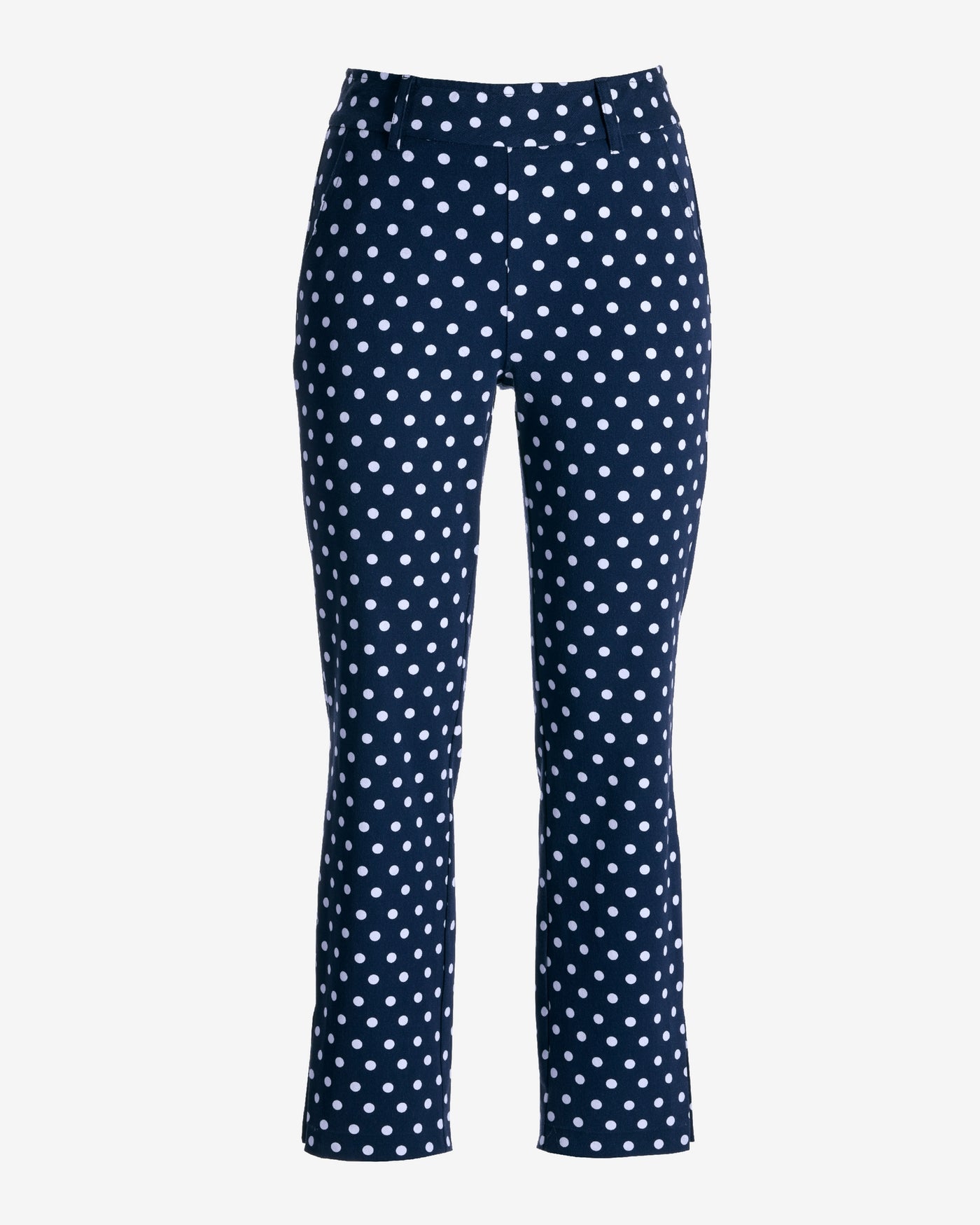 Newport Twill Polka Dot Print Pull On Cropped Pant Navy/White