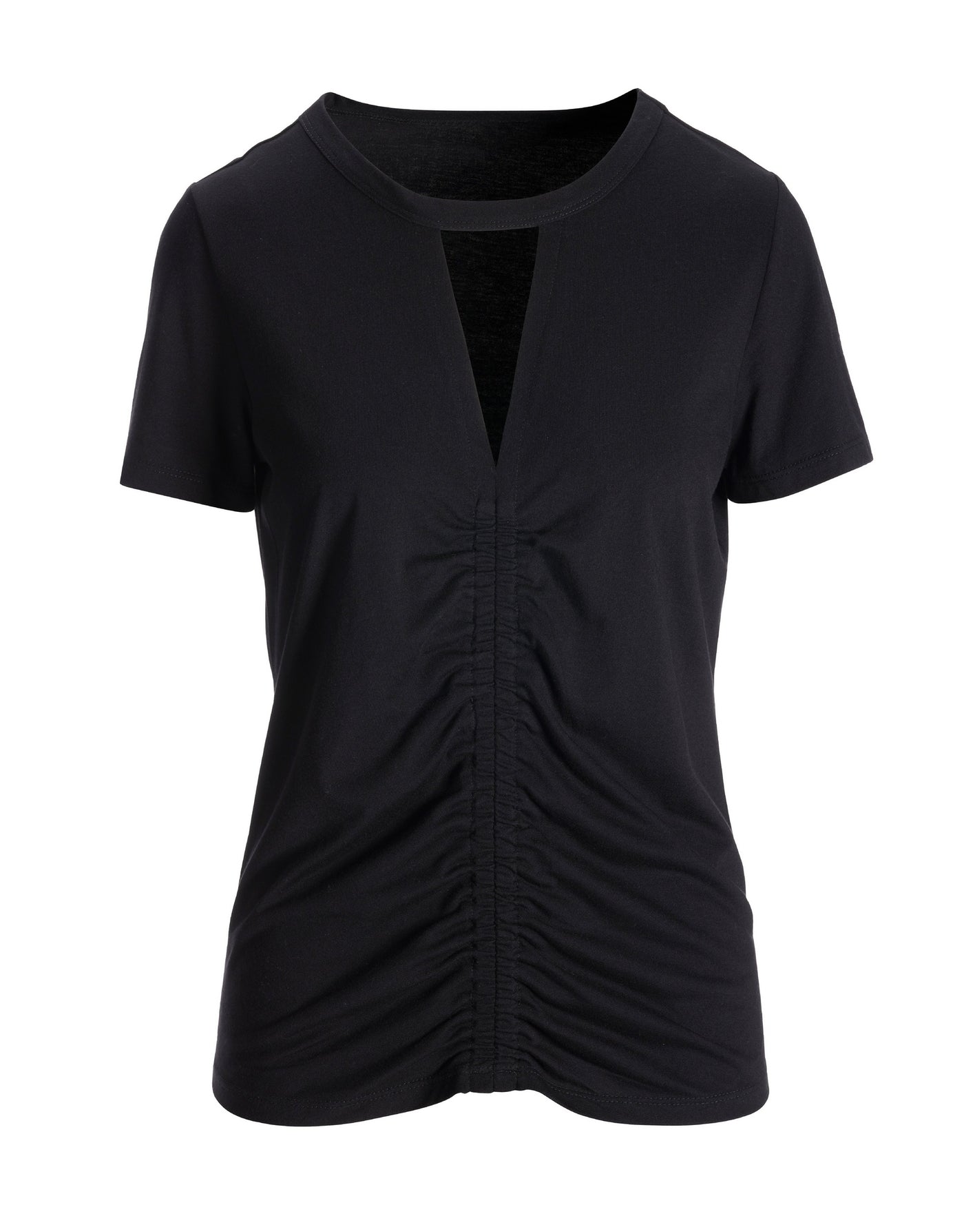Cutout Ruched Tee Black