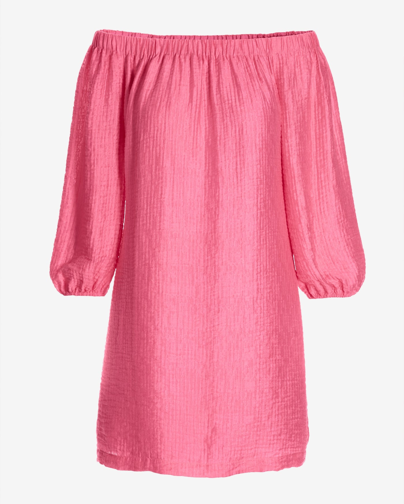 Off the Shoulder Sheen Gauze Dress Aurora Pink