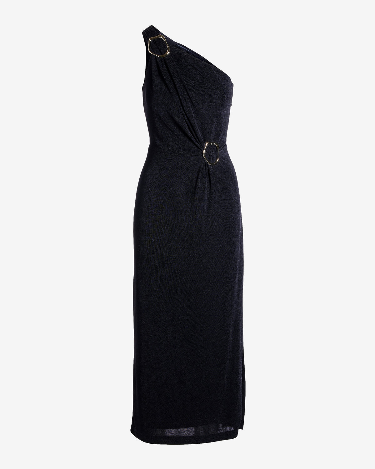 Hardware Detail One Shoulder Knit Dress Black