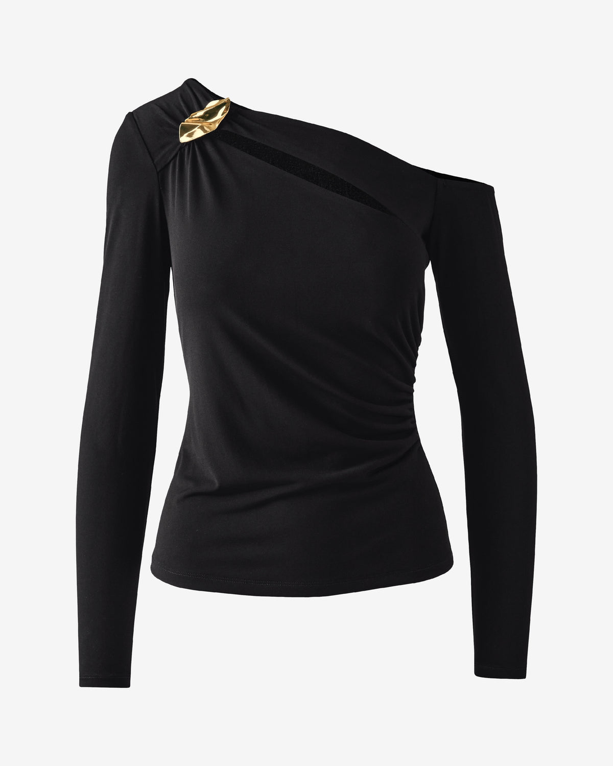 So Chic Cutout Hardware Trim Knit Top Proper Black