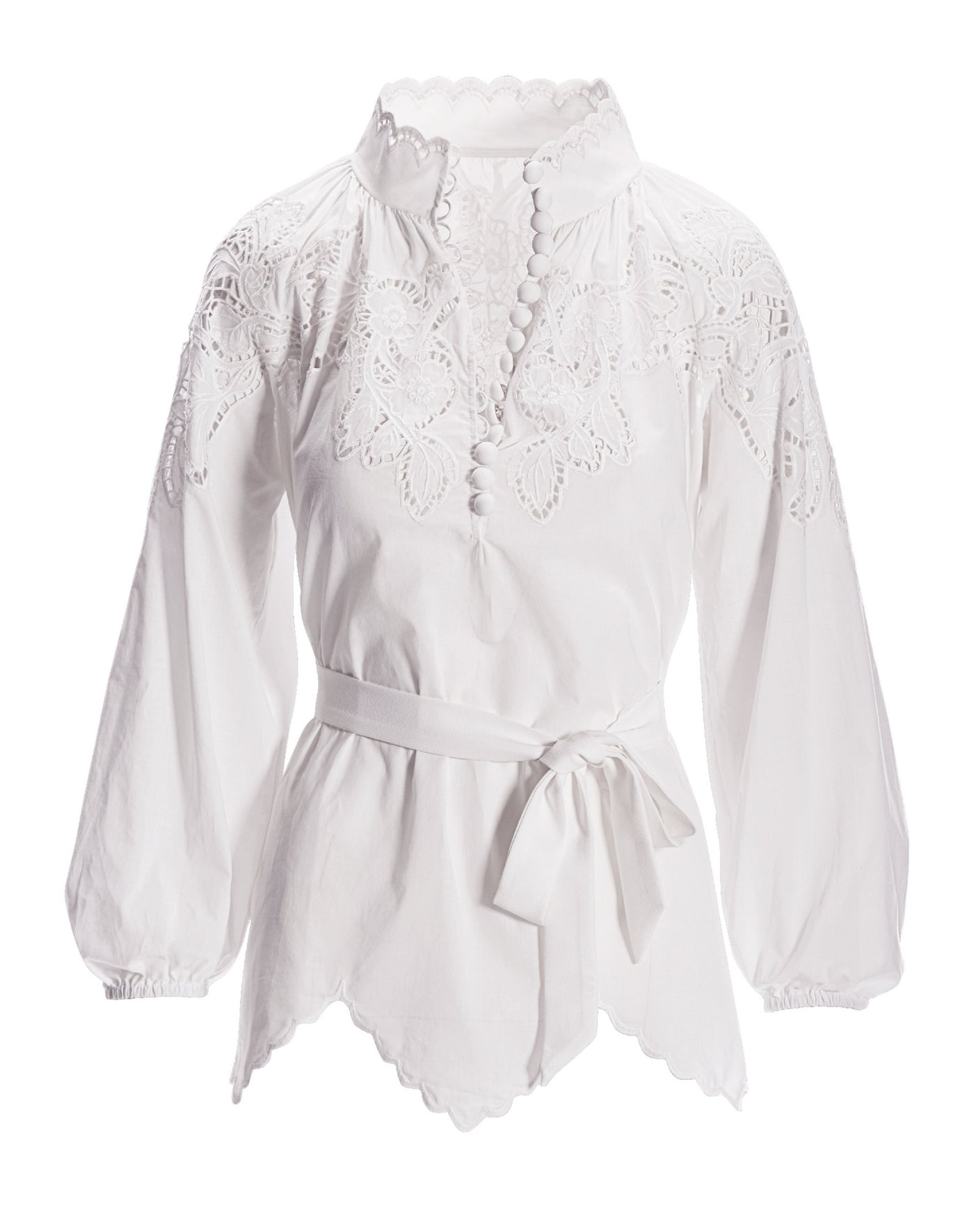 Eyelet Covered Button Tunic White