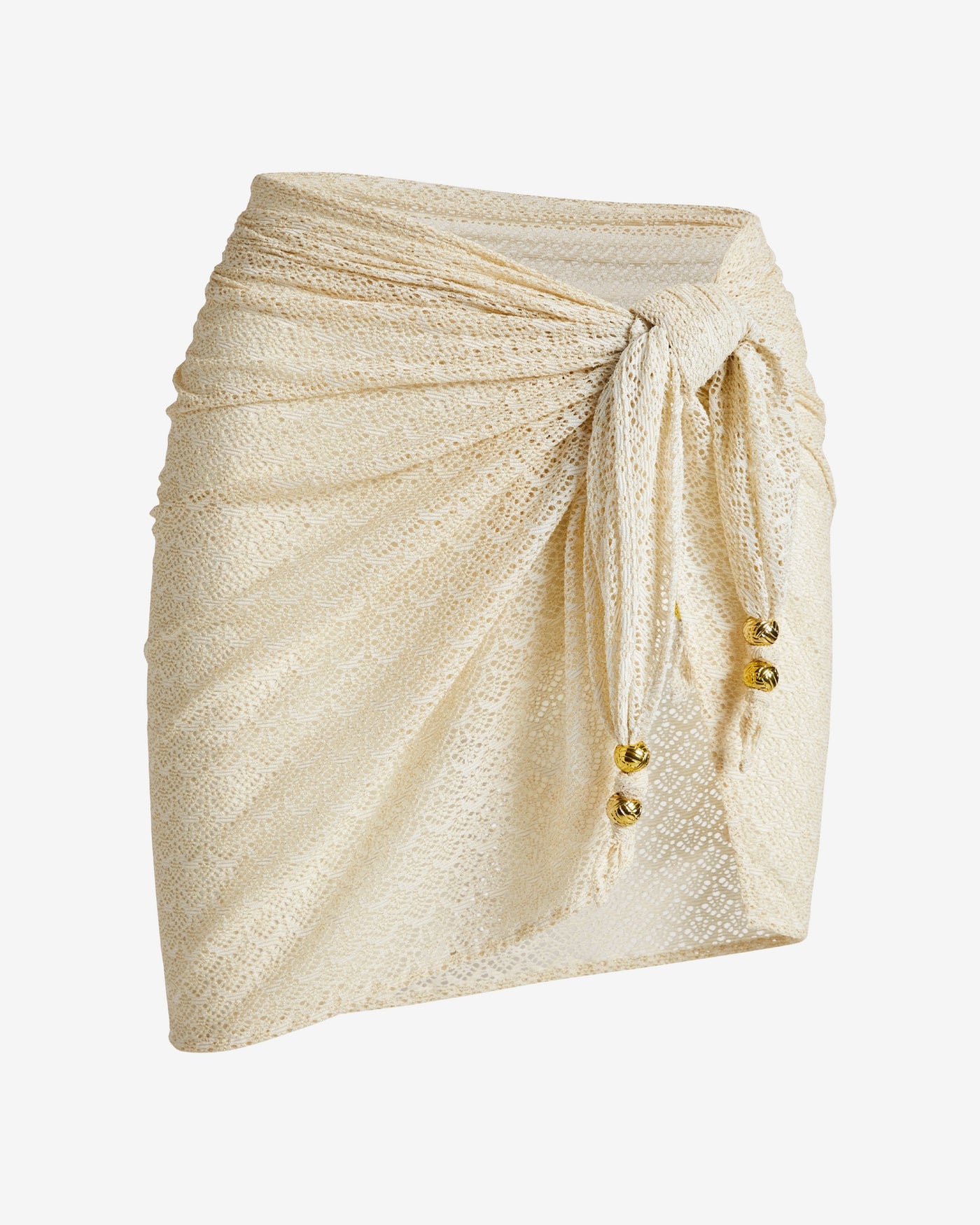 Swim Sense Metallic Crochet Short Pareo Ivory