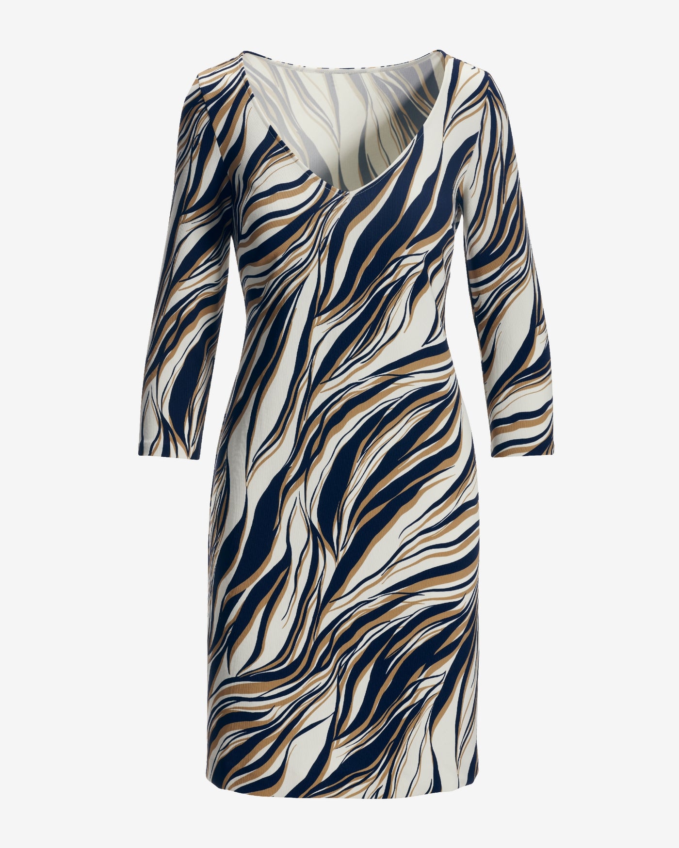 Beyond Travel Cape Town Zebra Print Short Dress Maritime Navy/Camel