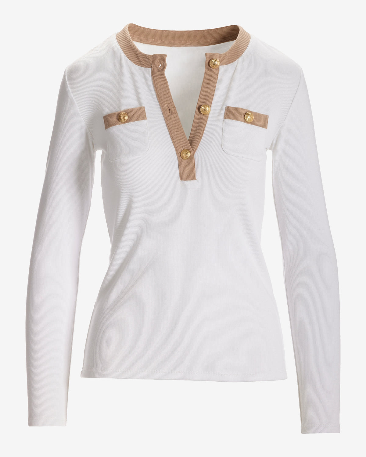 So Essential Ribbed Colorblock Top Off White/Sesame