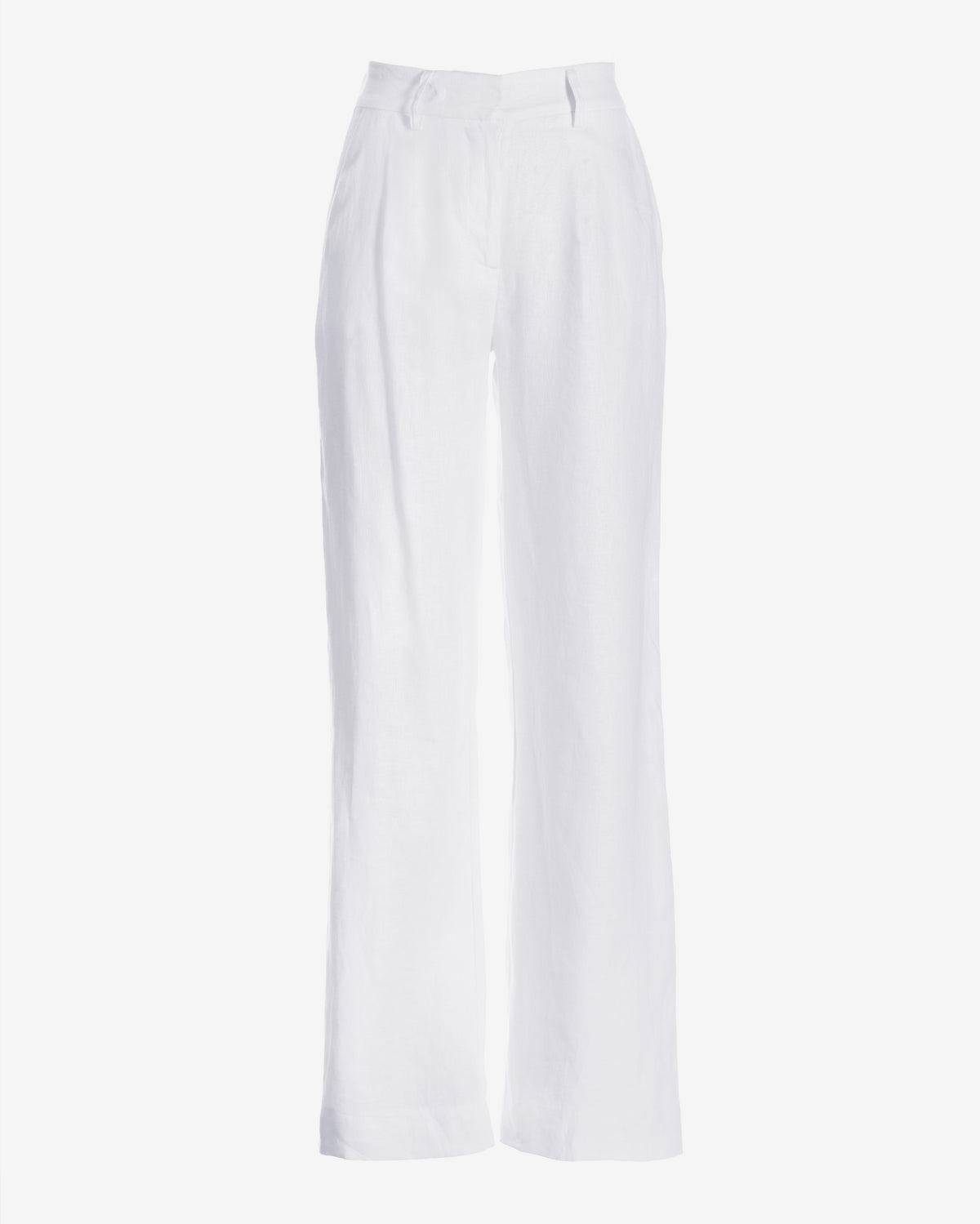 Malibu Polished Linen Wide Leg Trouser Pant White