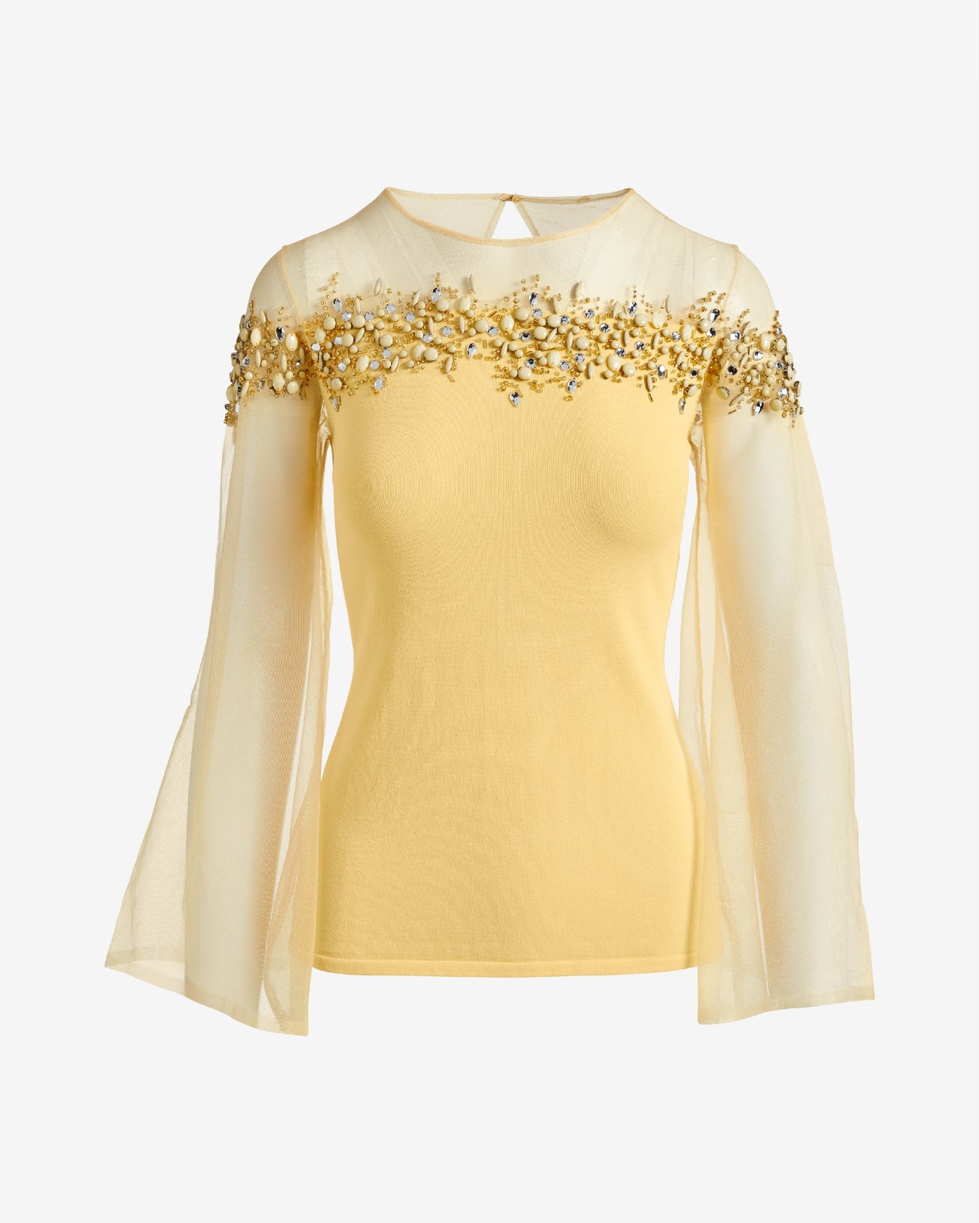 Embellished Trim Illusion Sweater Pale Banana