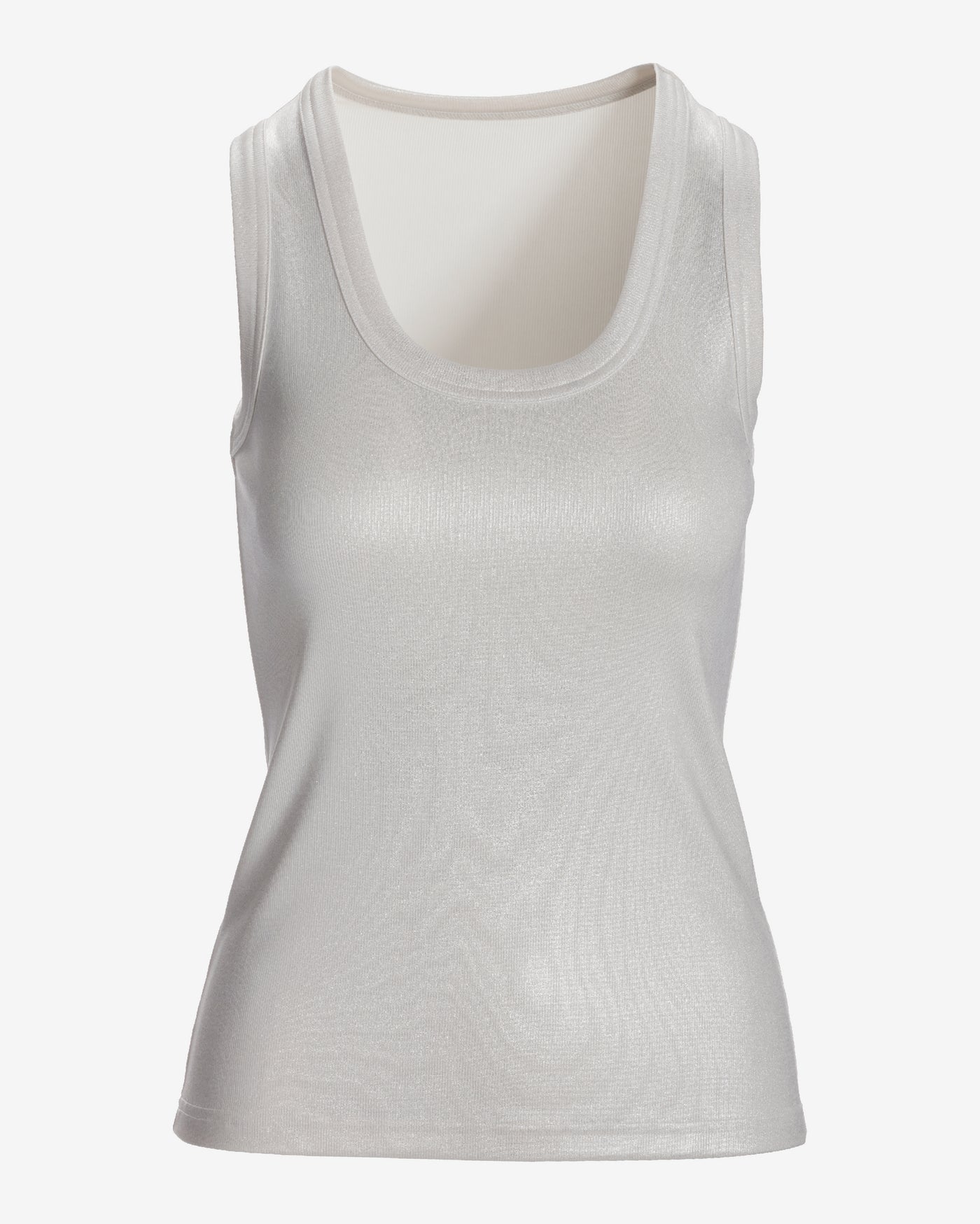 Metallic Scoop Neck Tank Top Silver
