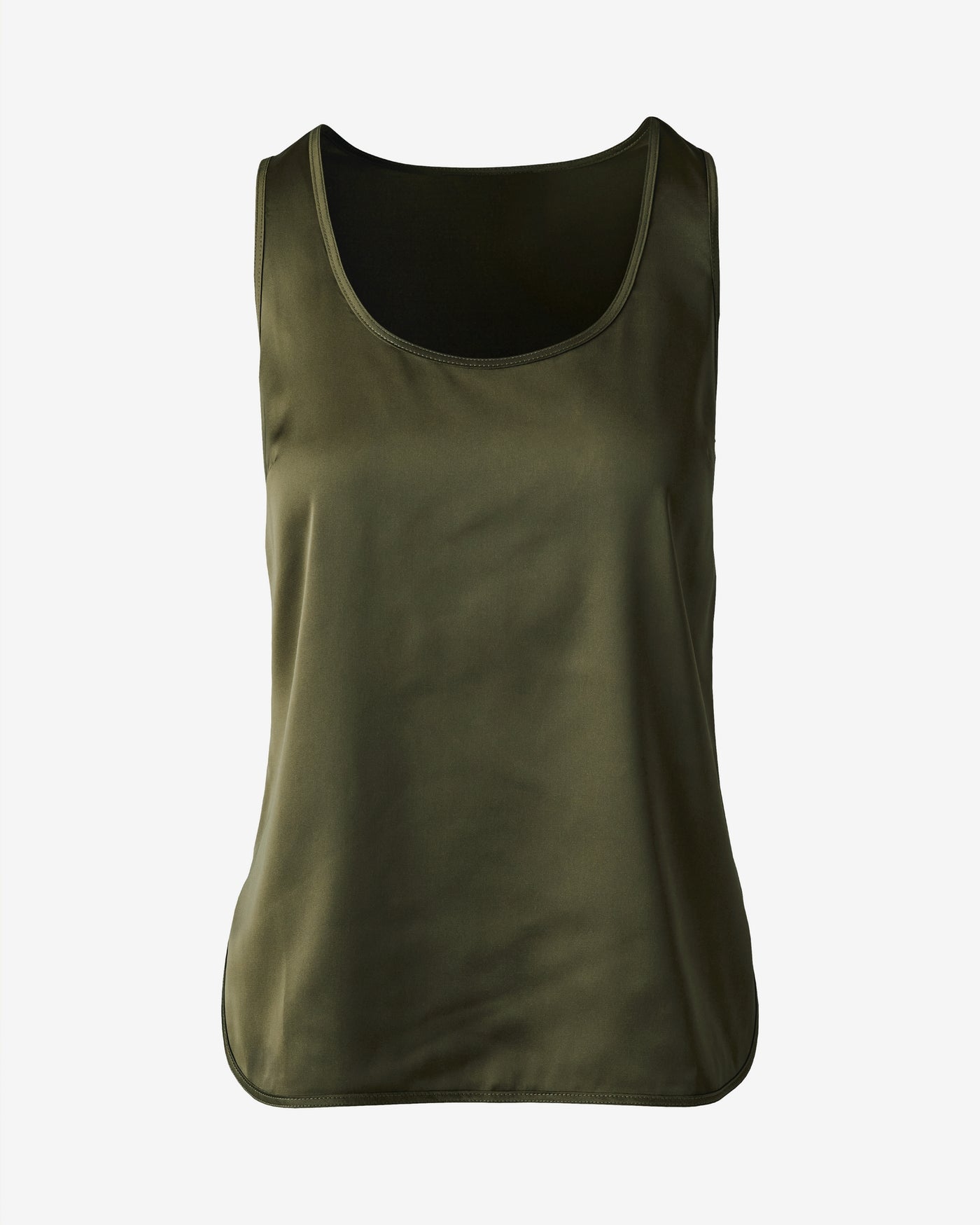 Samantha Scoop Neck Charmeuse Blouse Bronze Green