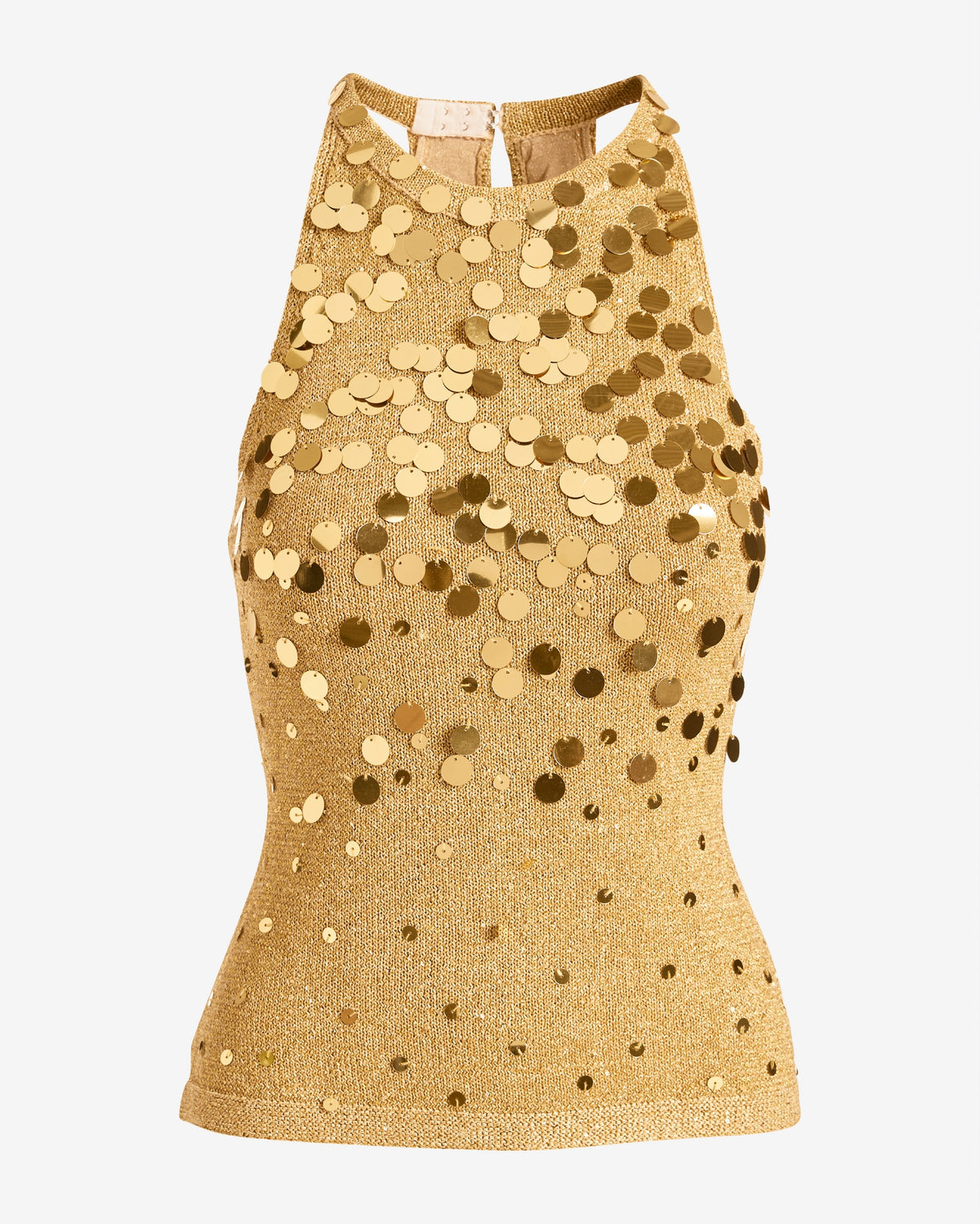 Sequin High Neck Tank Gold