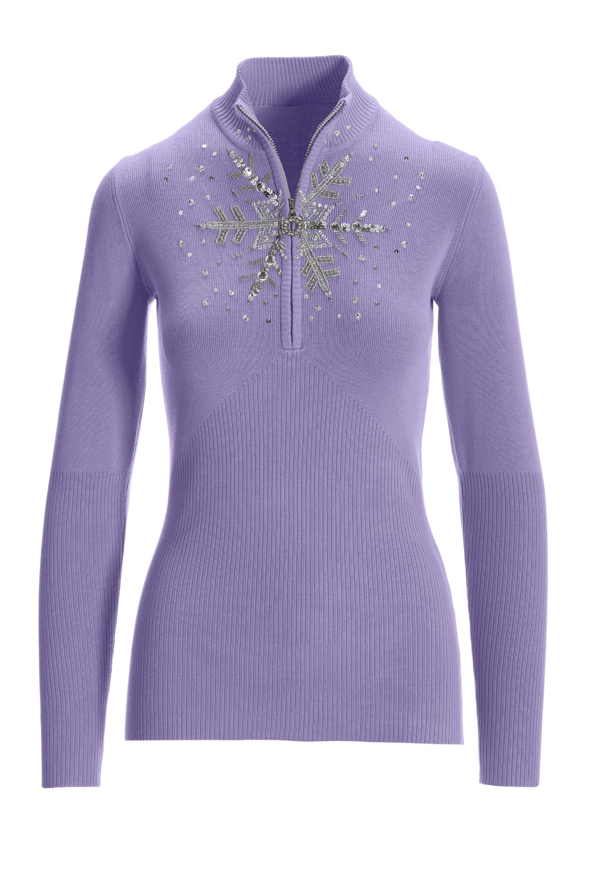 Snowflake Zip Sweater Lavender