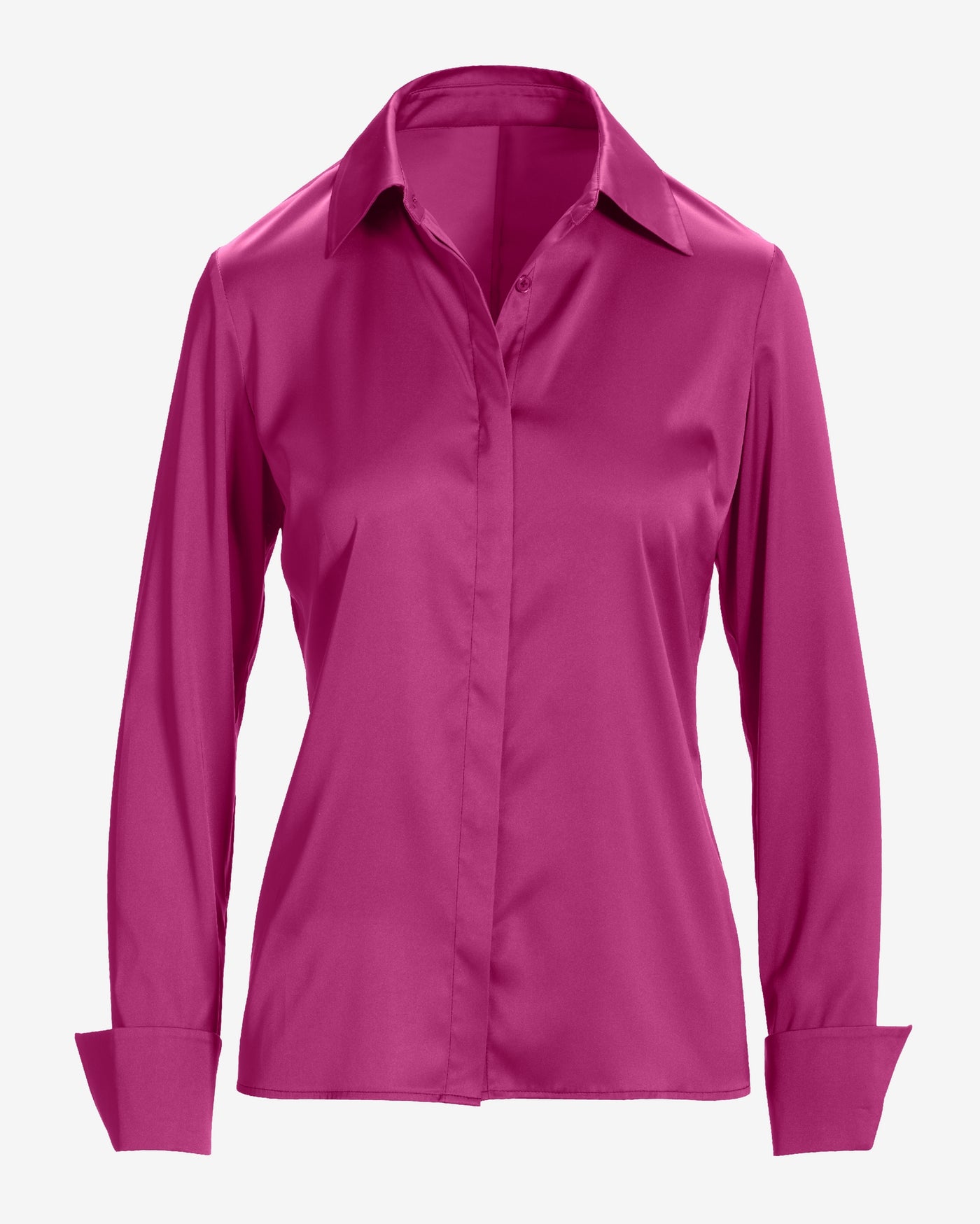Sophia Button-Up Charmeuse Blouse Festival Fuchsia