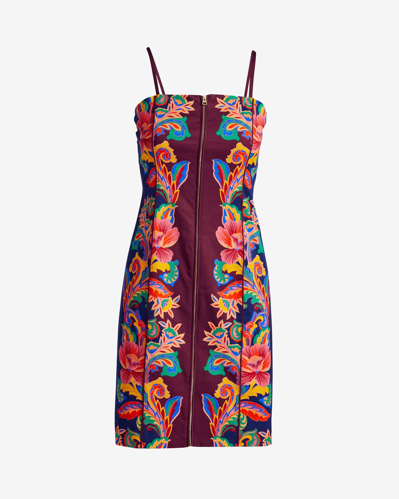 Placed Print Zip Front Dress Primrose Paisley