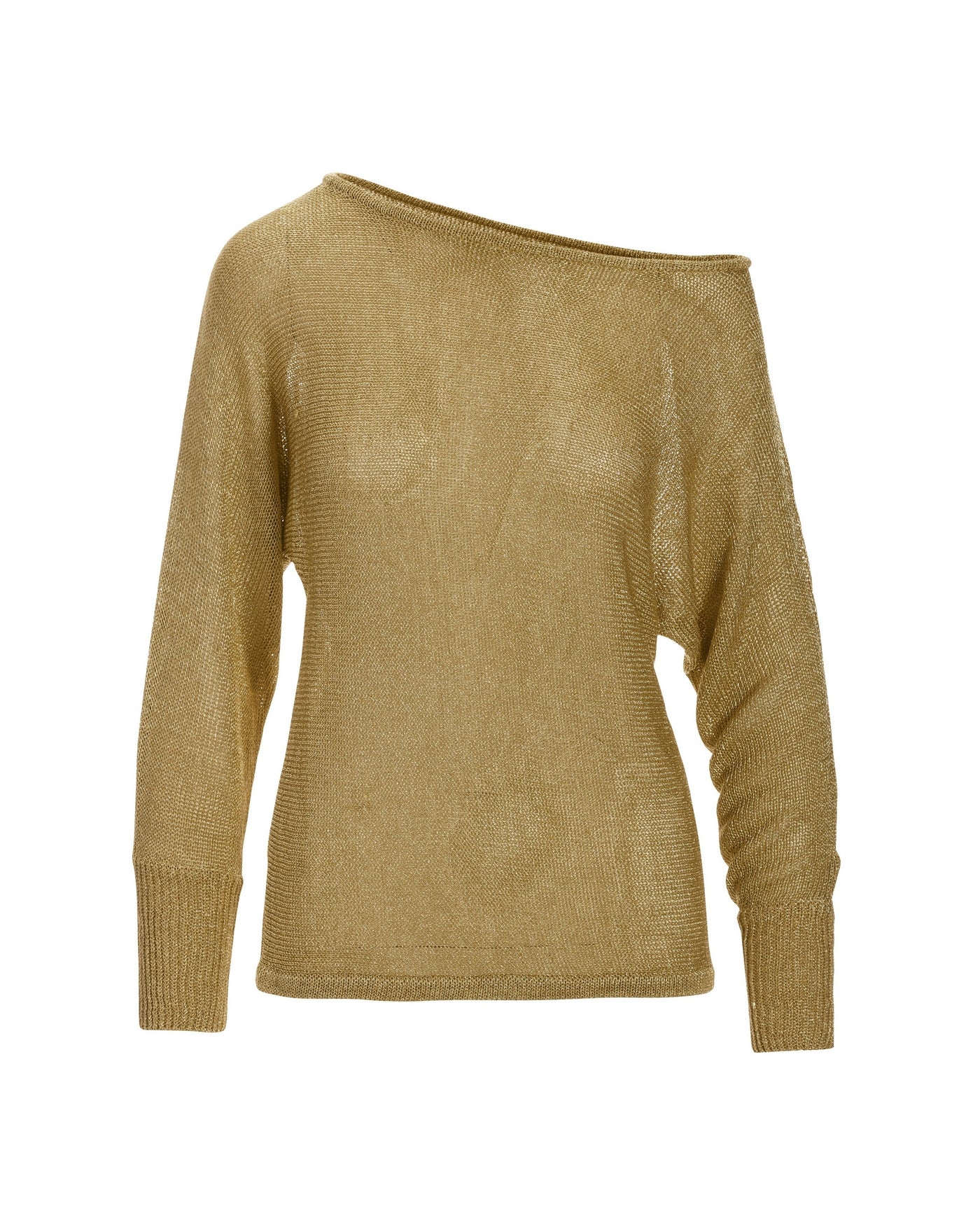 Metallic Slouchy Long Sleeve Sweater Gold