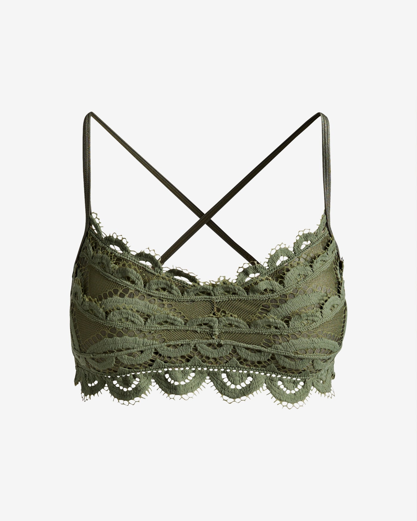 PQ Swim x Boston Proper Lace Overlay Bikini Top Olive