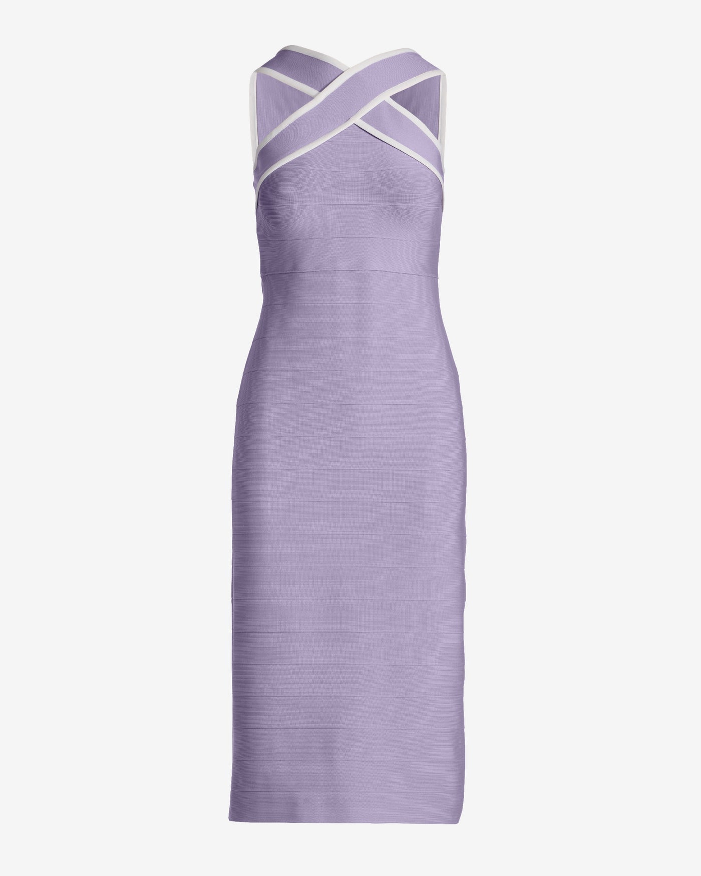 Color Block Criss Cross Bandage Midi Dress Lavender