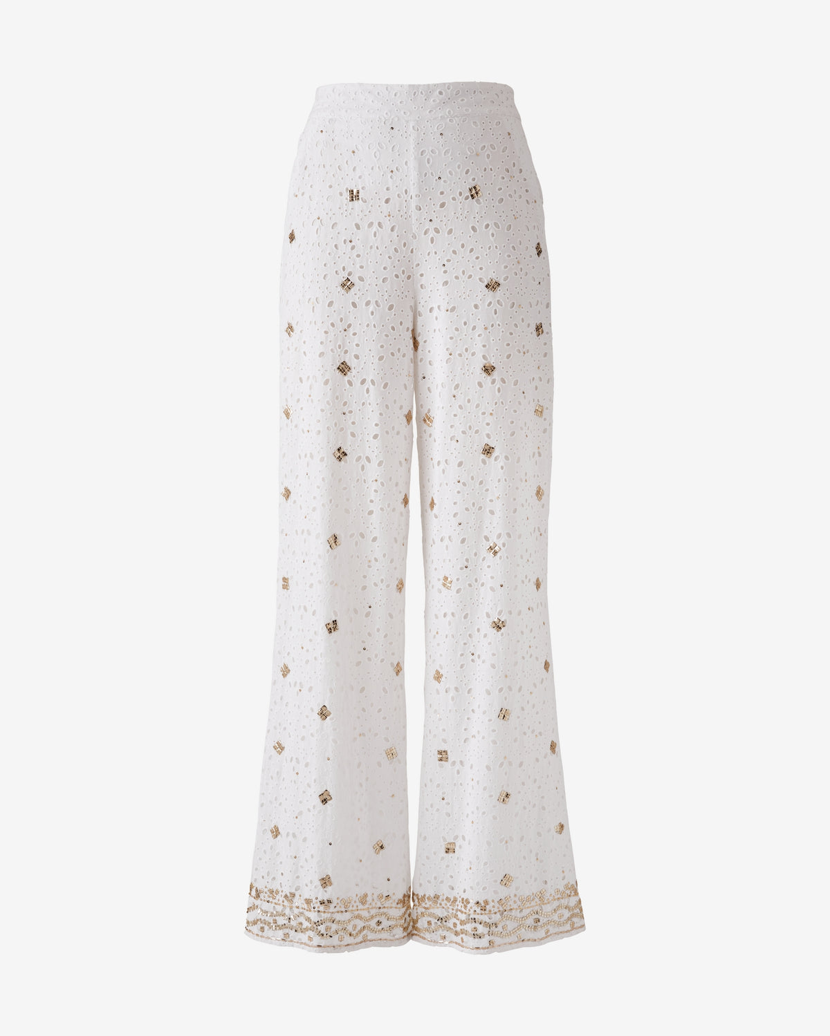 Sequin Eyelet Pant White/Gold