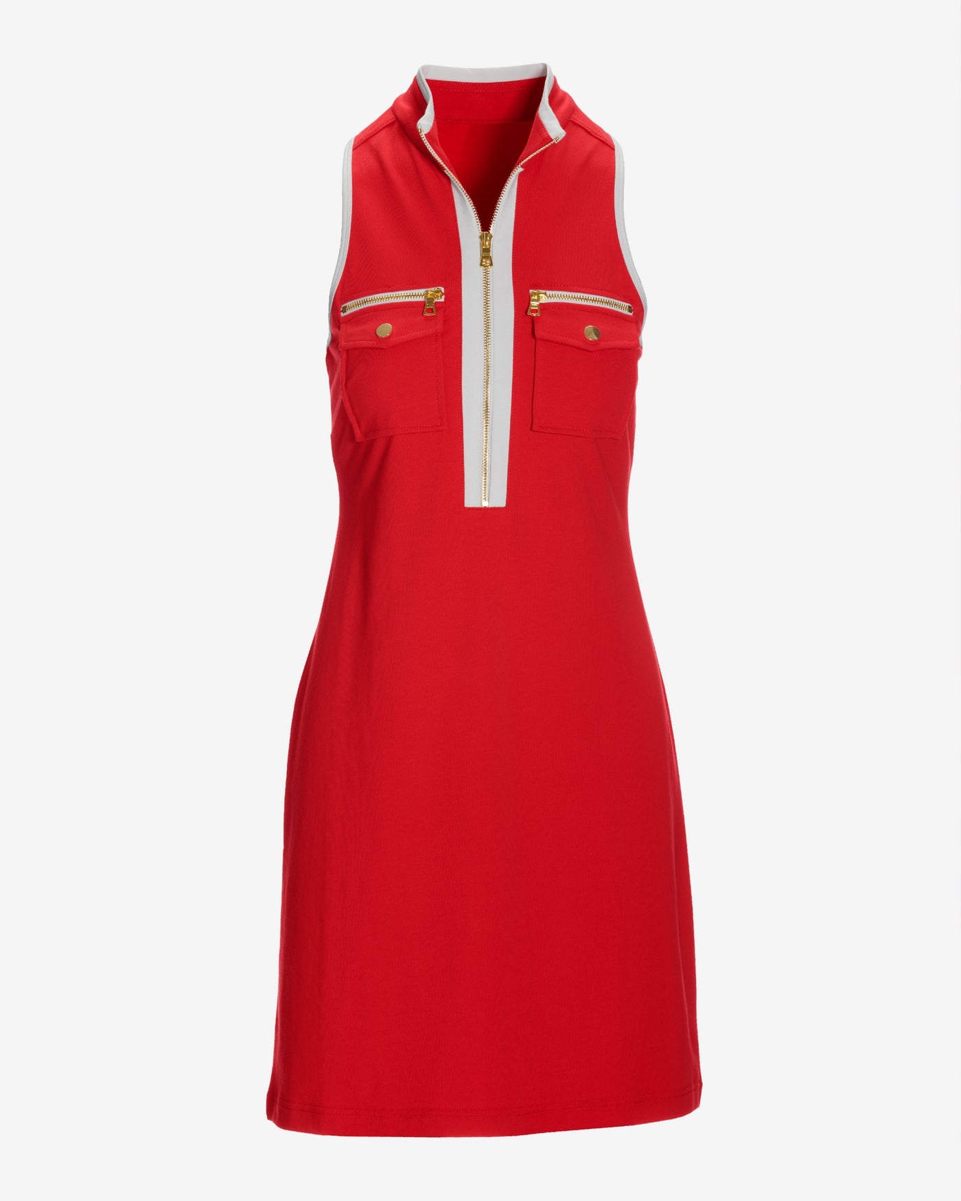 Sleeveless Chic Zip Dress Racing Red