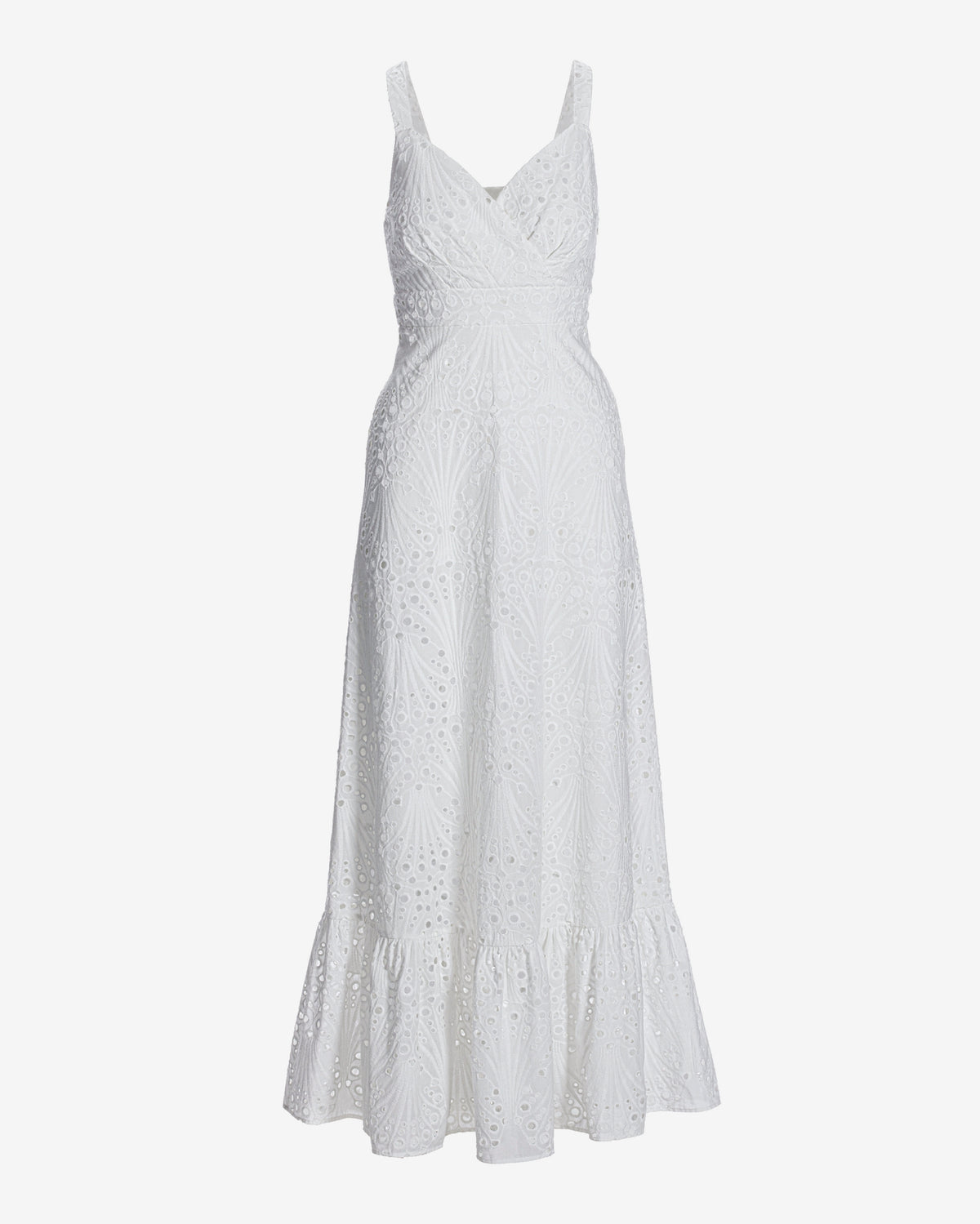 Eyelet Surplice Ankle Length Dress White