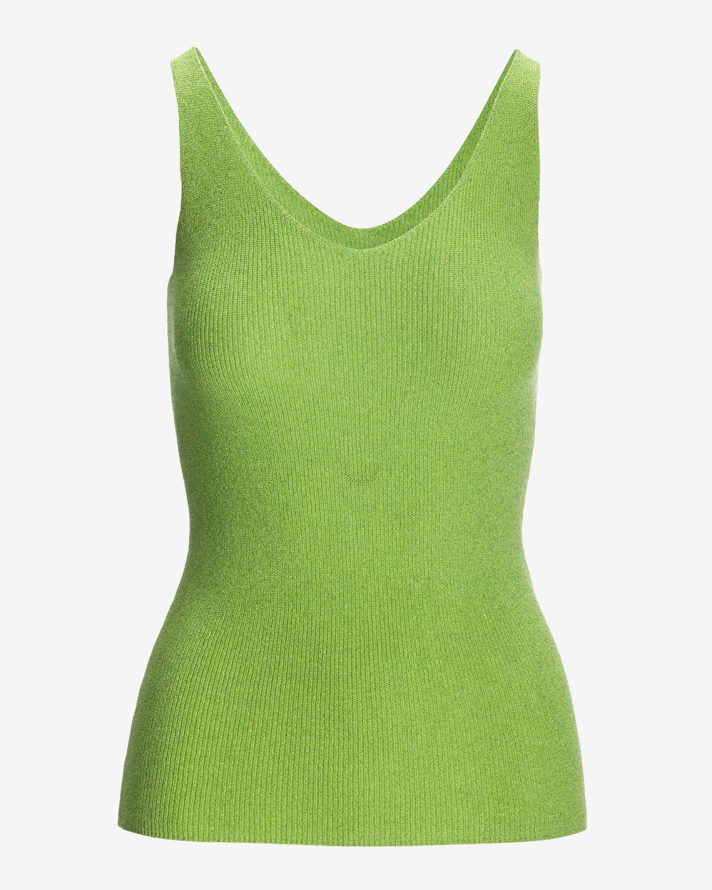 Metallic V Neck Sweater Tank Green Glow