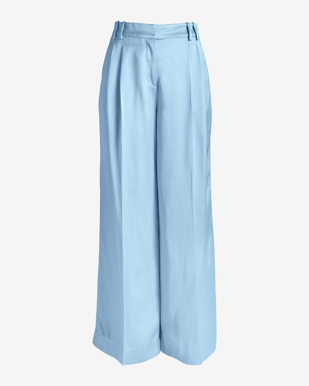 Wide Leg Satin Trouser Blue Cloud