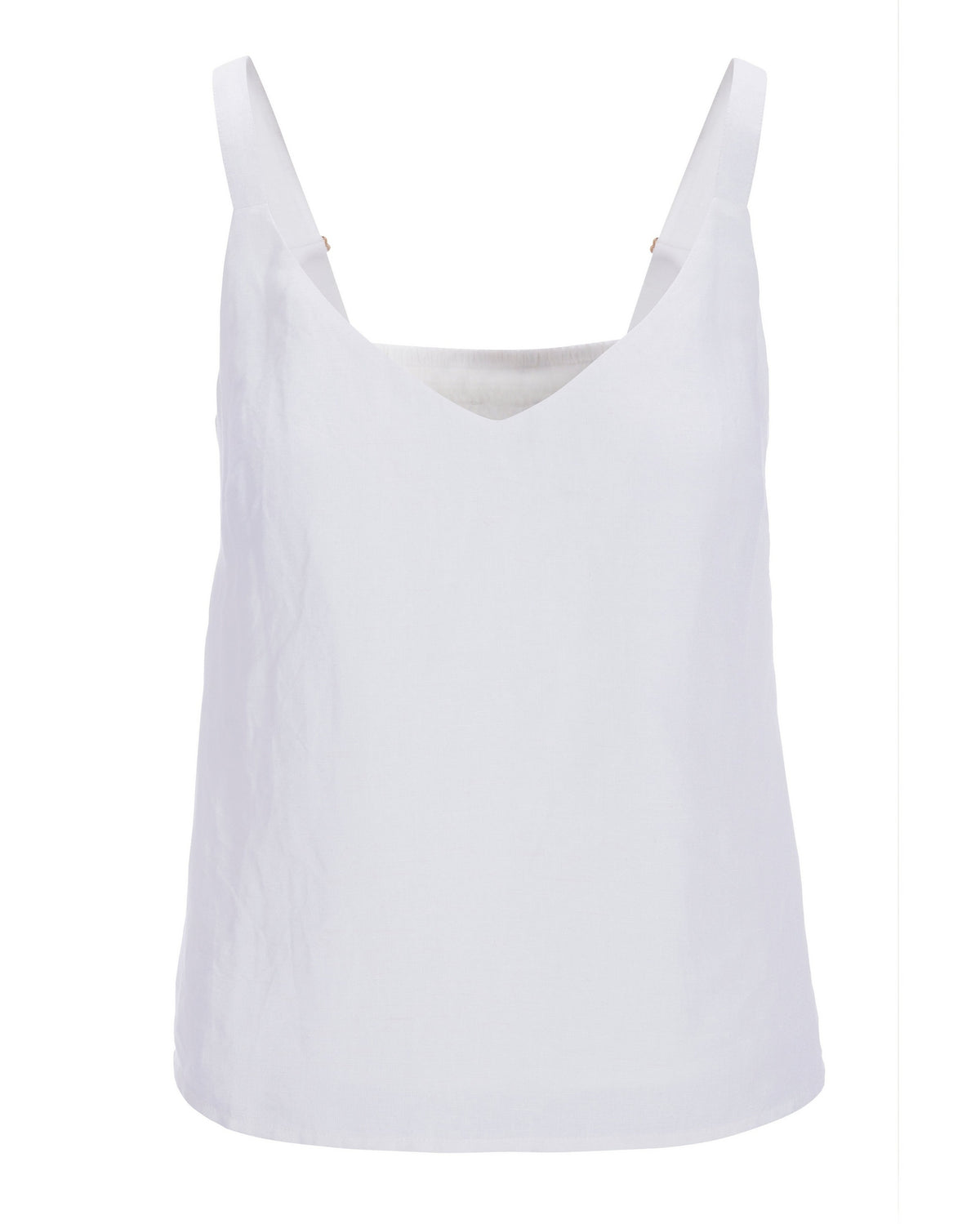 V Neck Linen Tank Top White