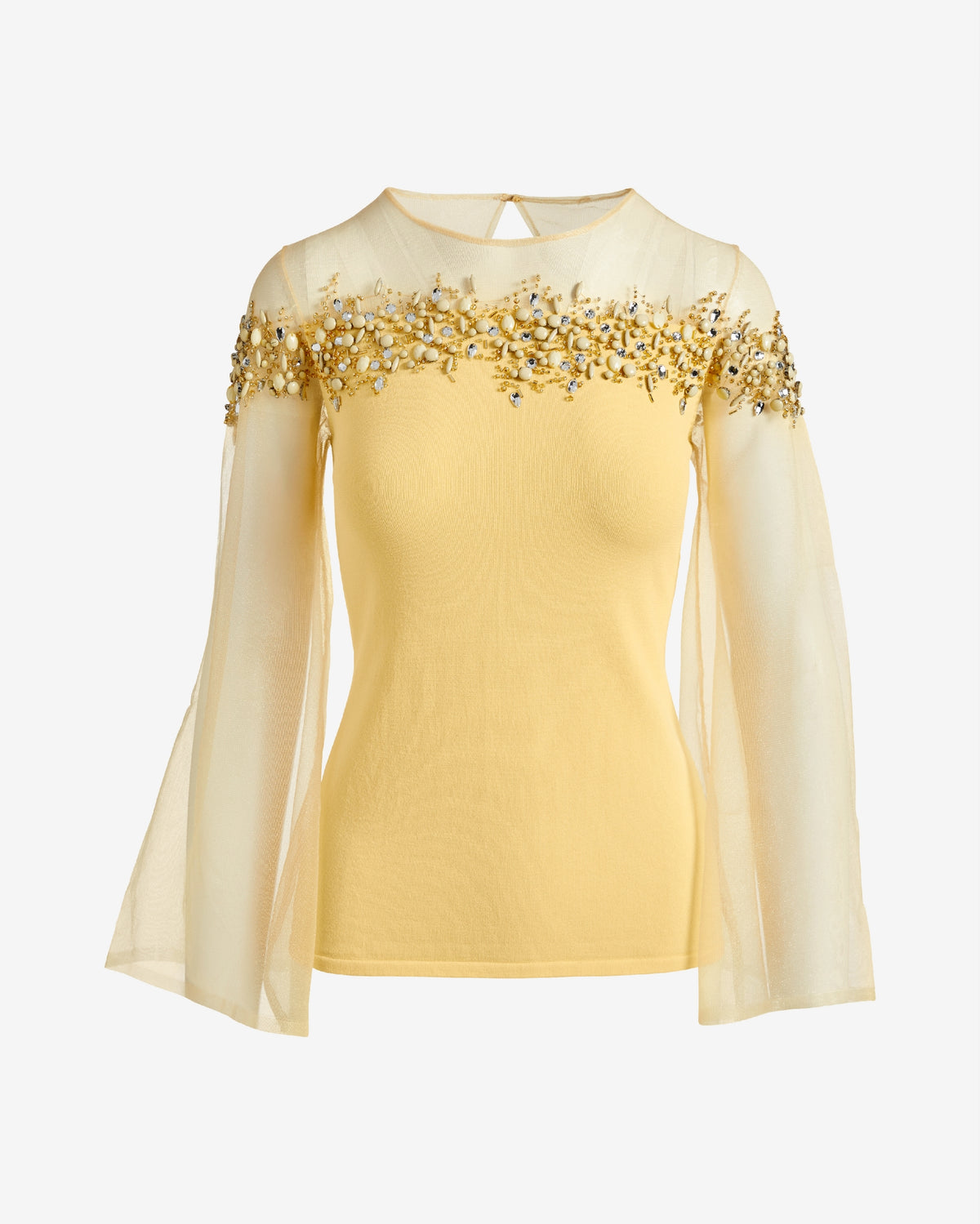 Embellished Trim Illusion Sweater Pale Banana