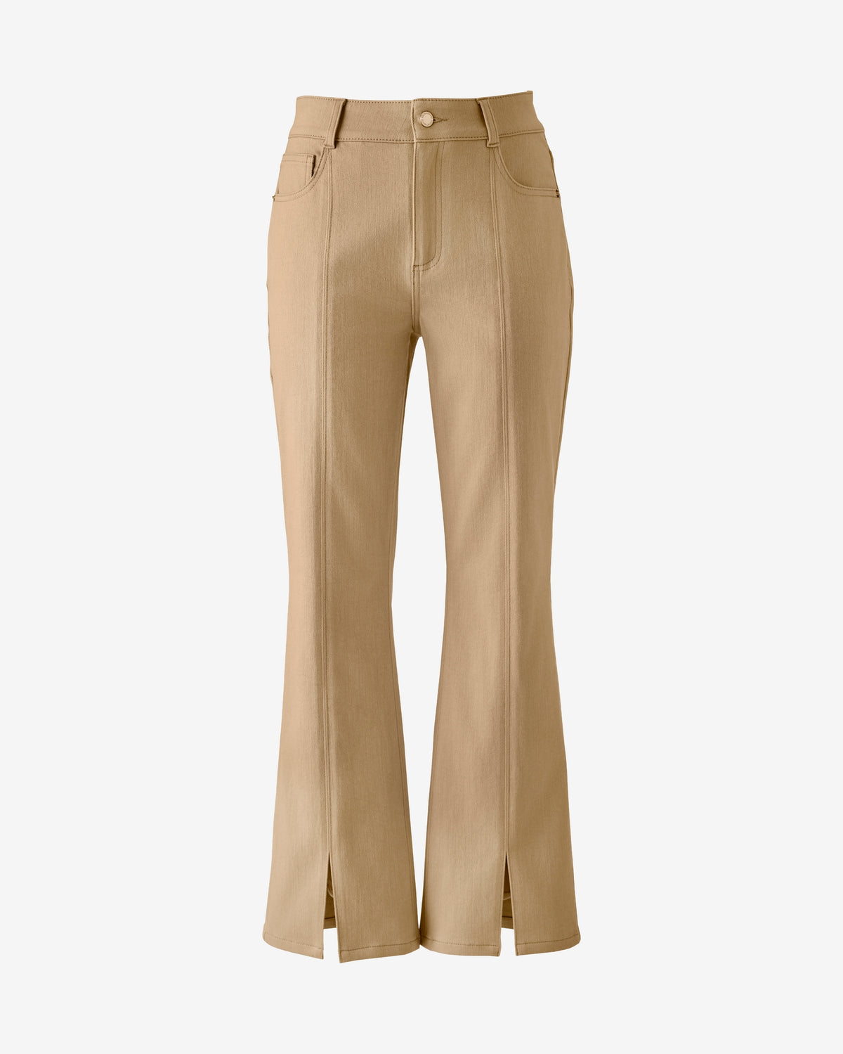 Cropped 5 Pocket Front Slit Jean Khaki