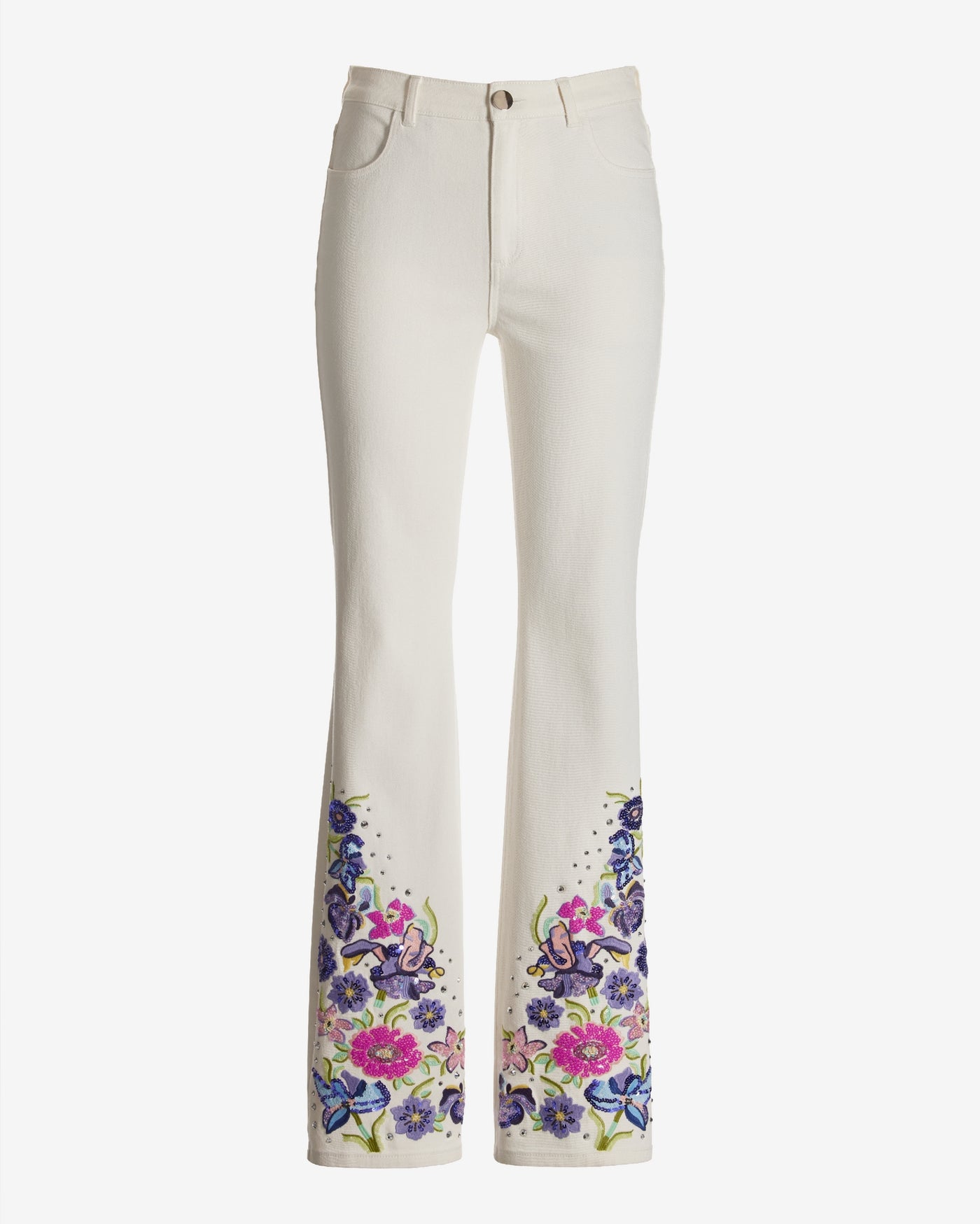 Monterey Floral Embellished Jean White Multi