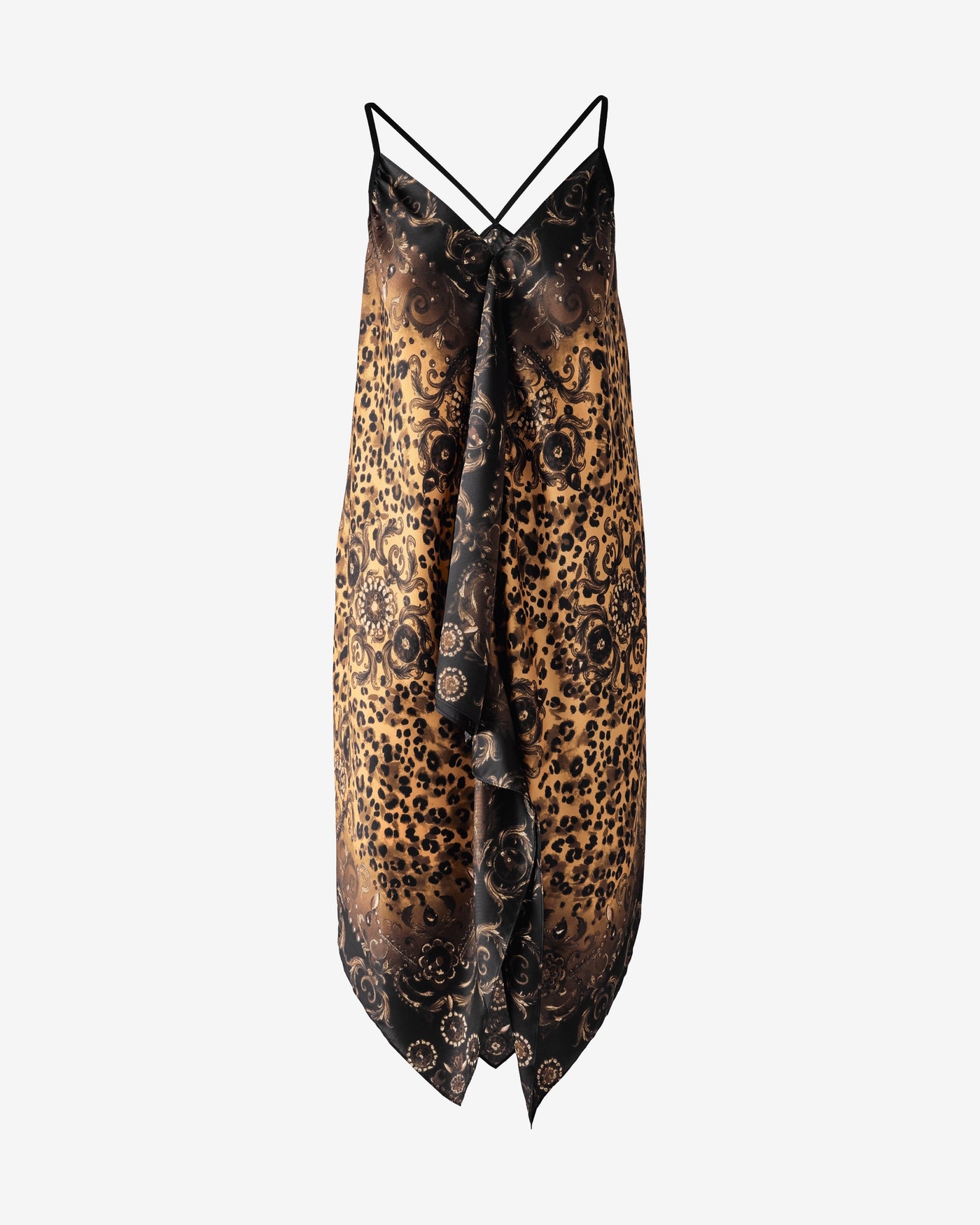 Print Handkerchief Hem Dress Cheetah Gems