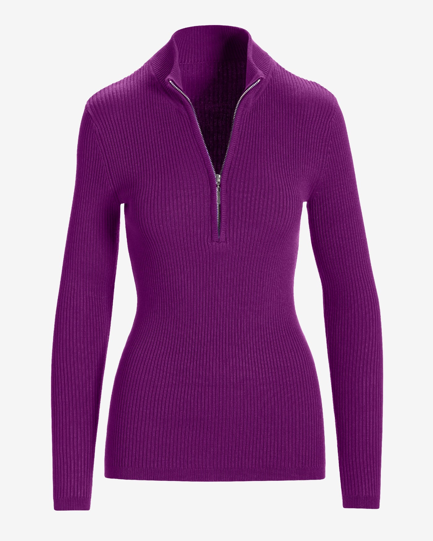 Ribbed Half Zip Up Sweater Grape Juice