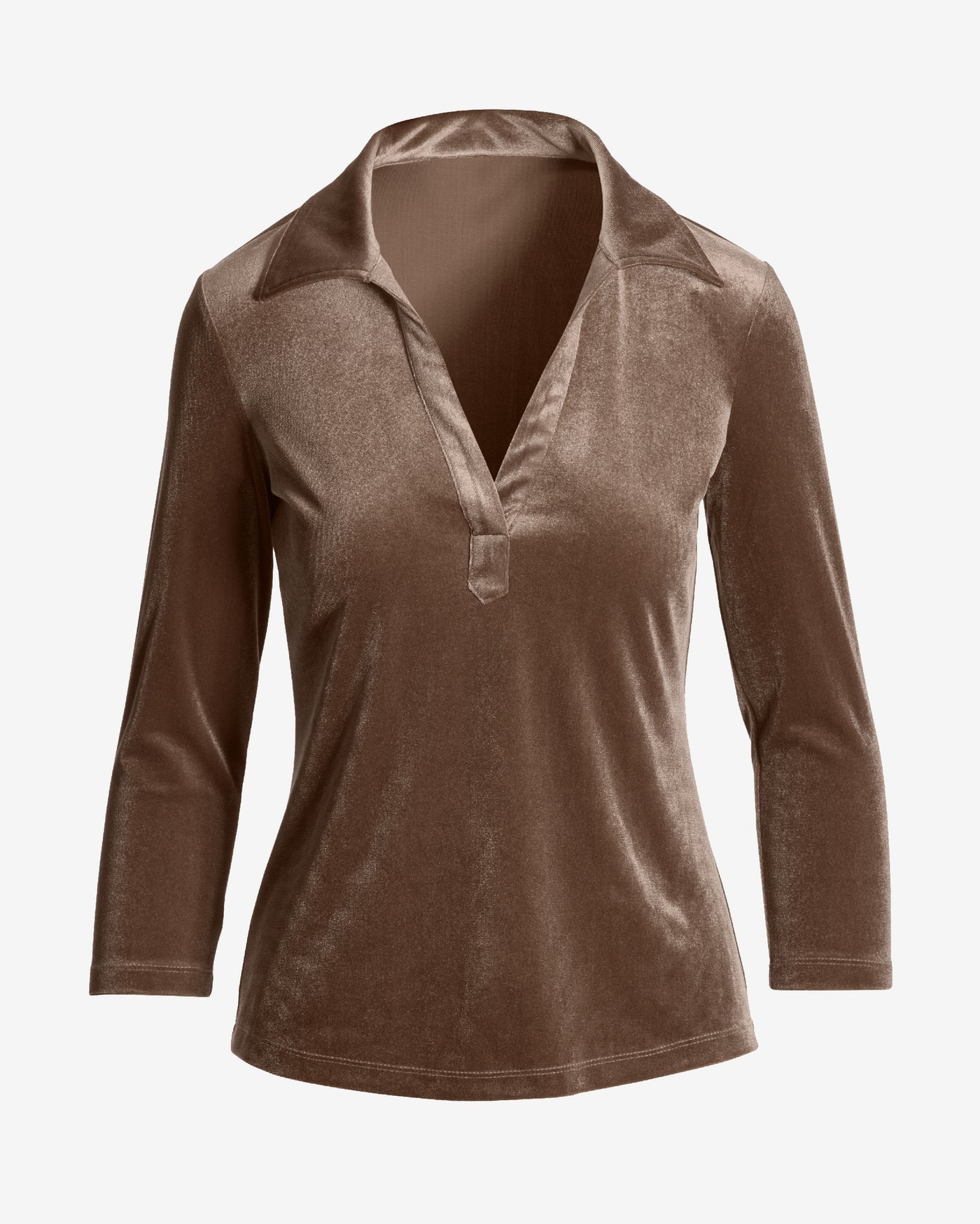 Velvet Collared Knit Top Taupe