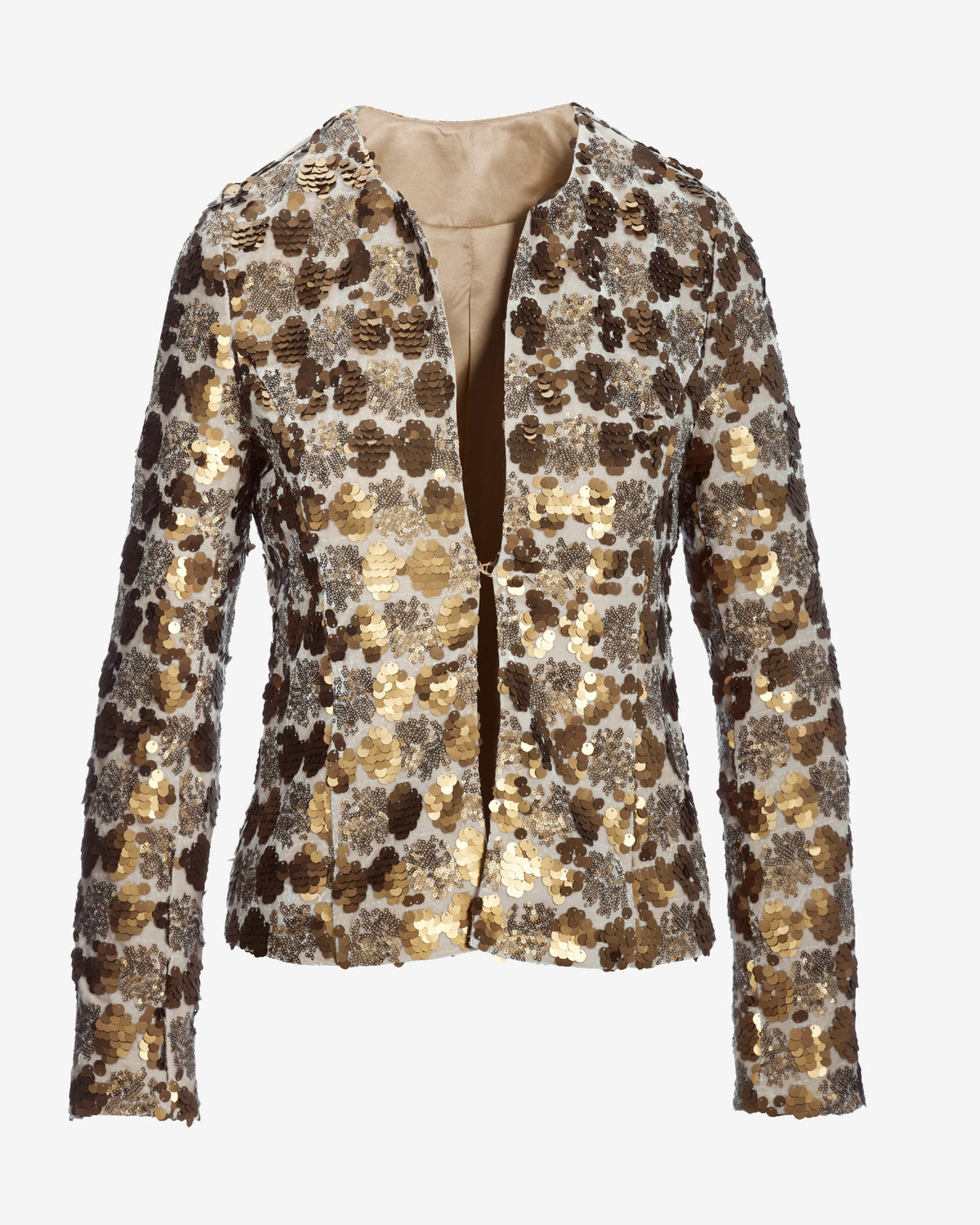 Sequin Embellished Velvet Jacket Cream/Gold