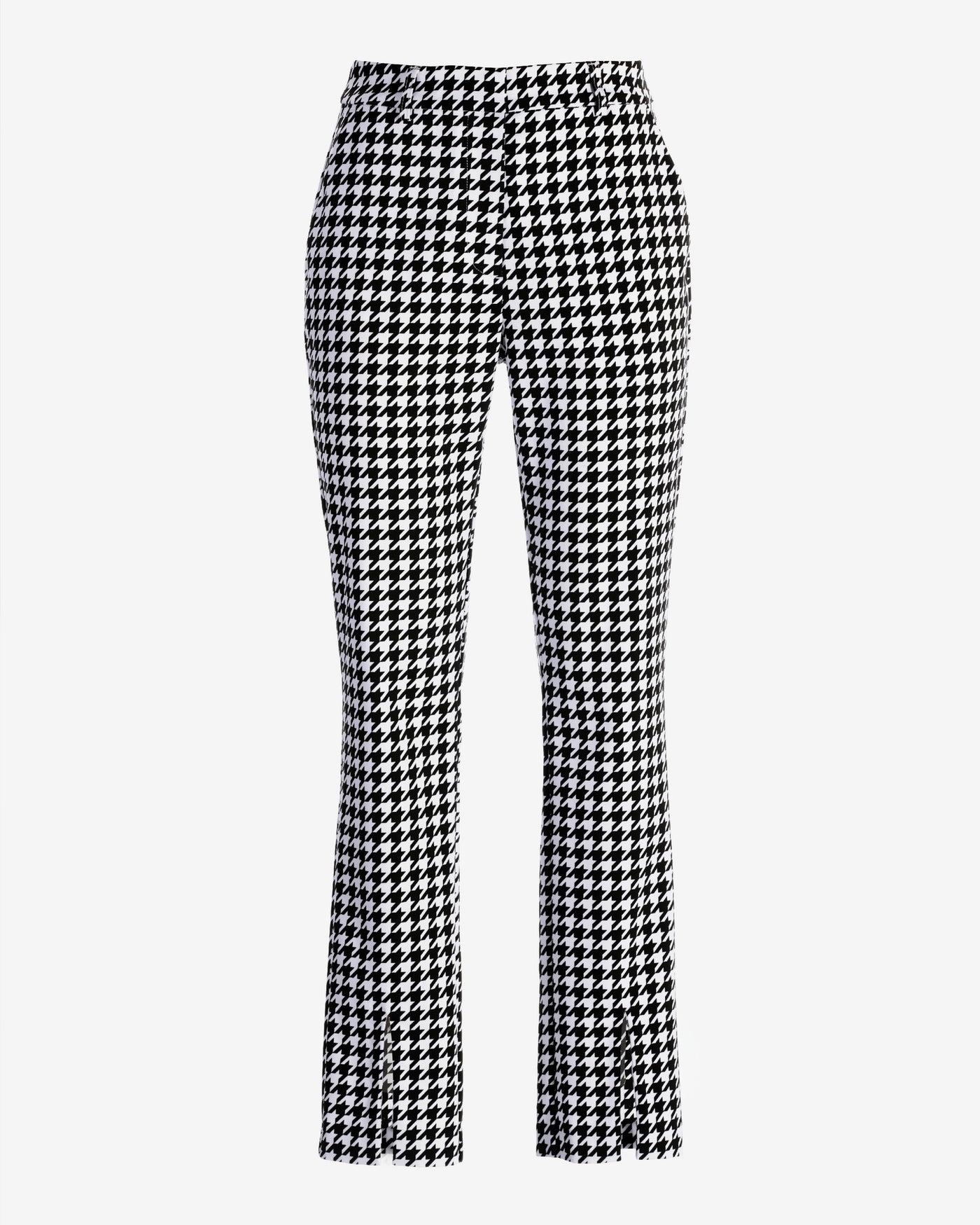 Newport Modern Slim Straight Leg Slit-Front Printed Trouser Pant Black/White