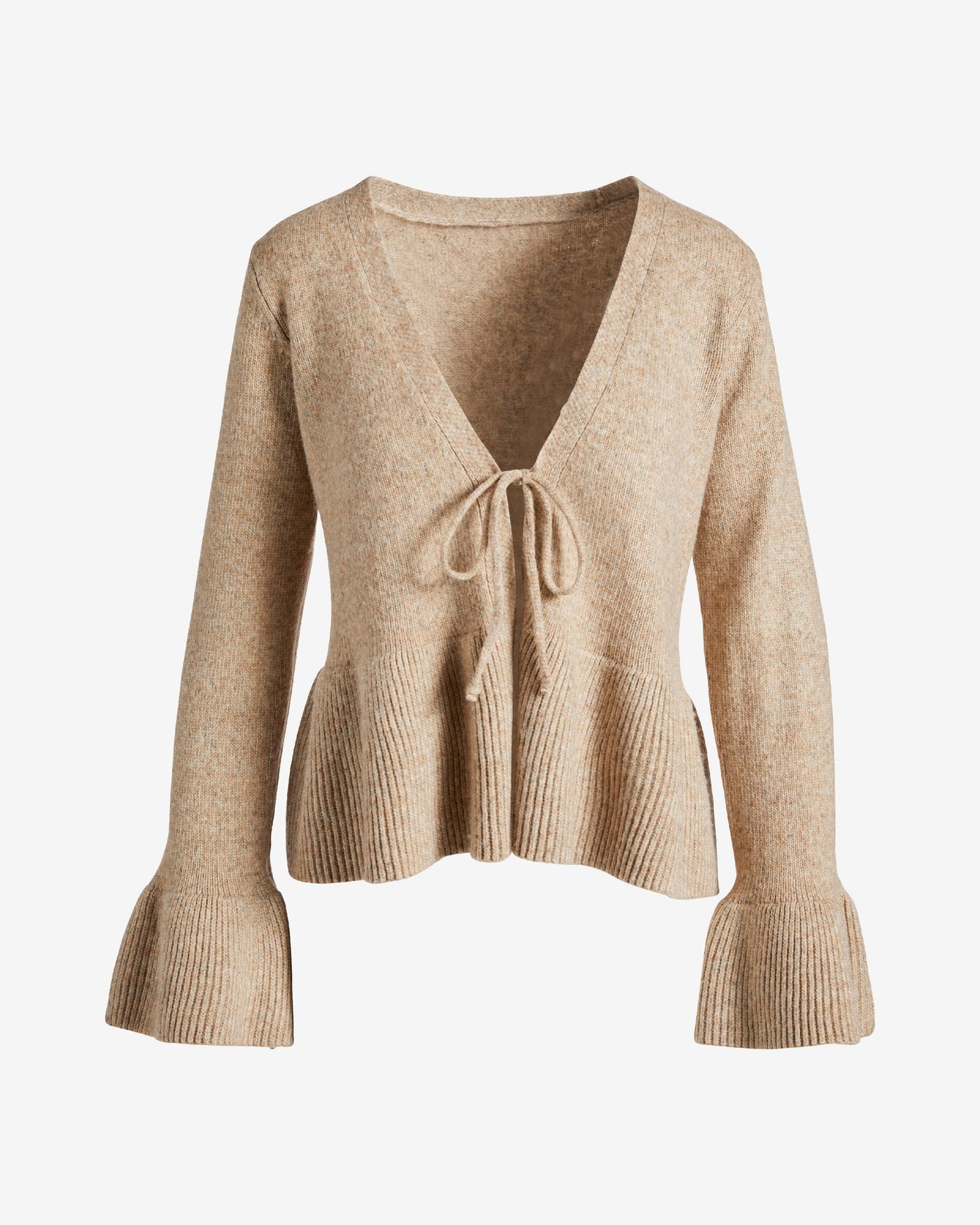 Flare Sleeve Tie Front Cardigan Sesame