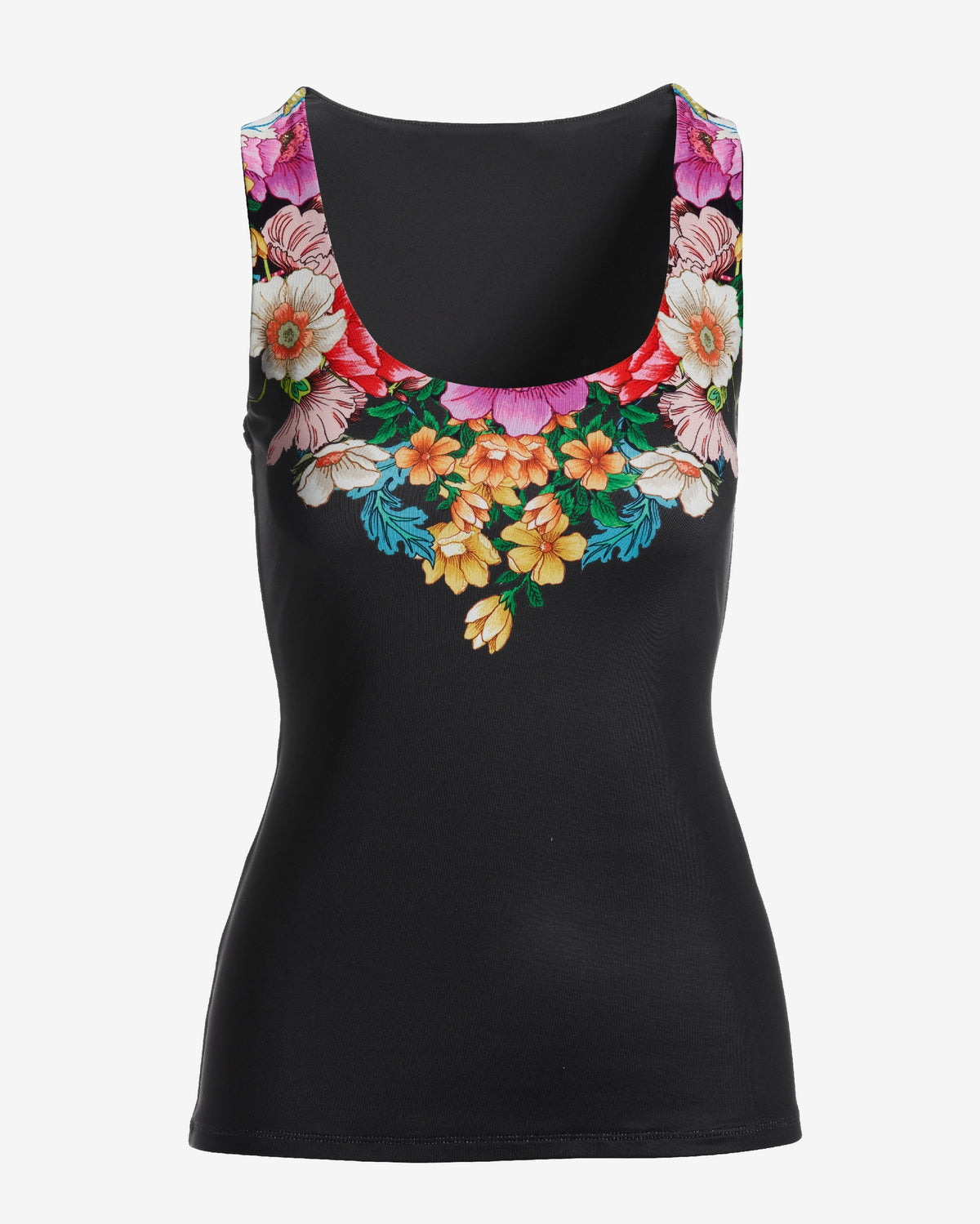 So Modern Castello Vines Scoop Neck Printed Tank Black/Magenta