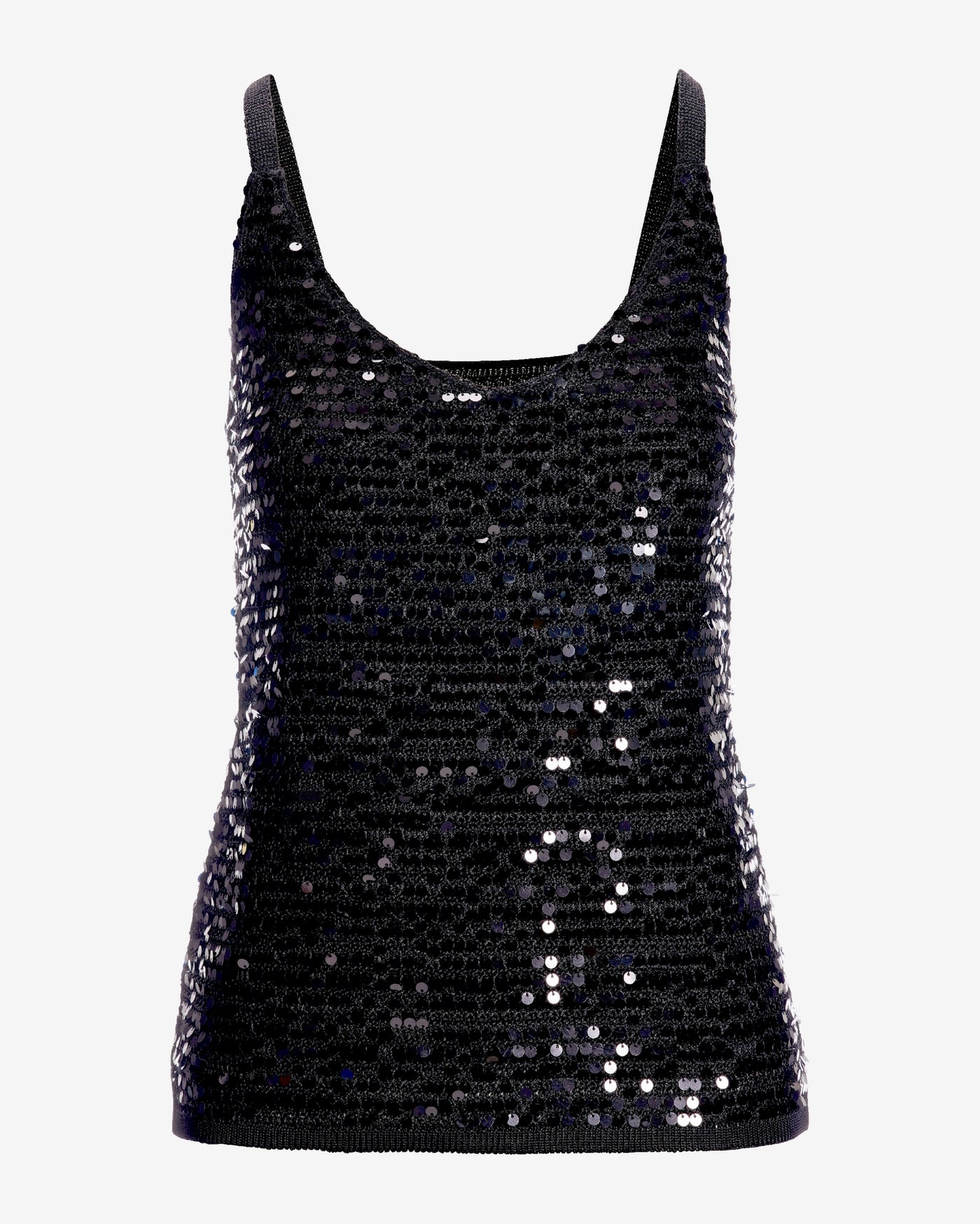 Sequin V-Neck Sweater Tank Black