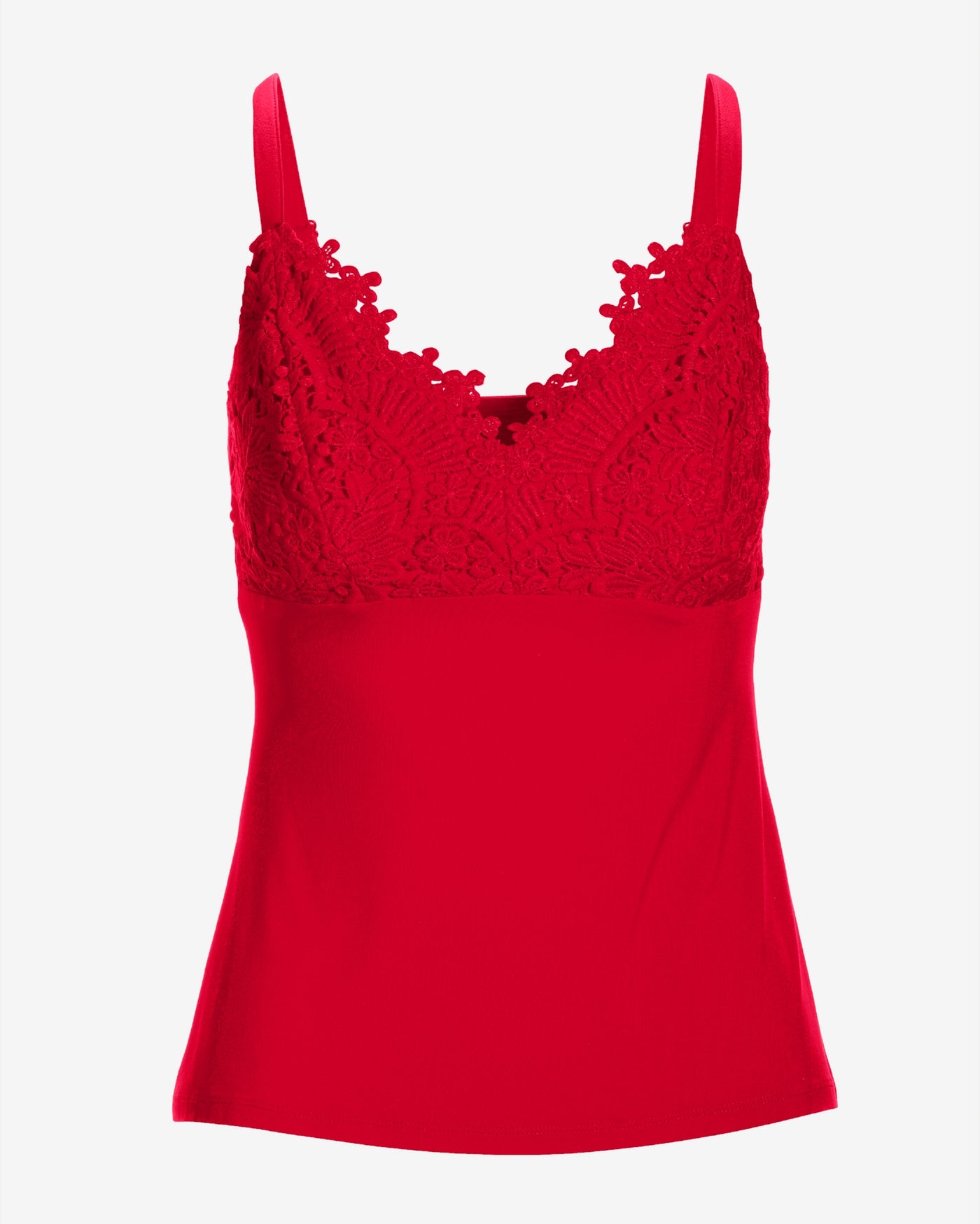 Lace Trim Cami Knit Top True Red