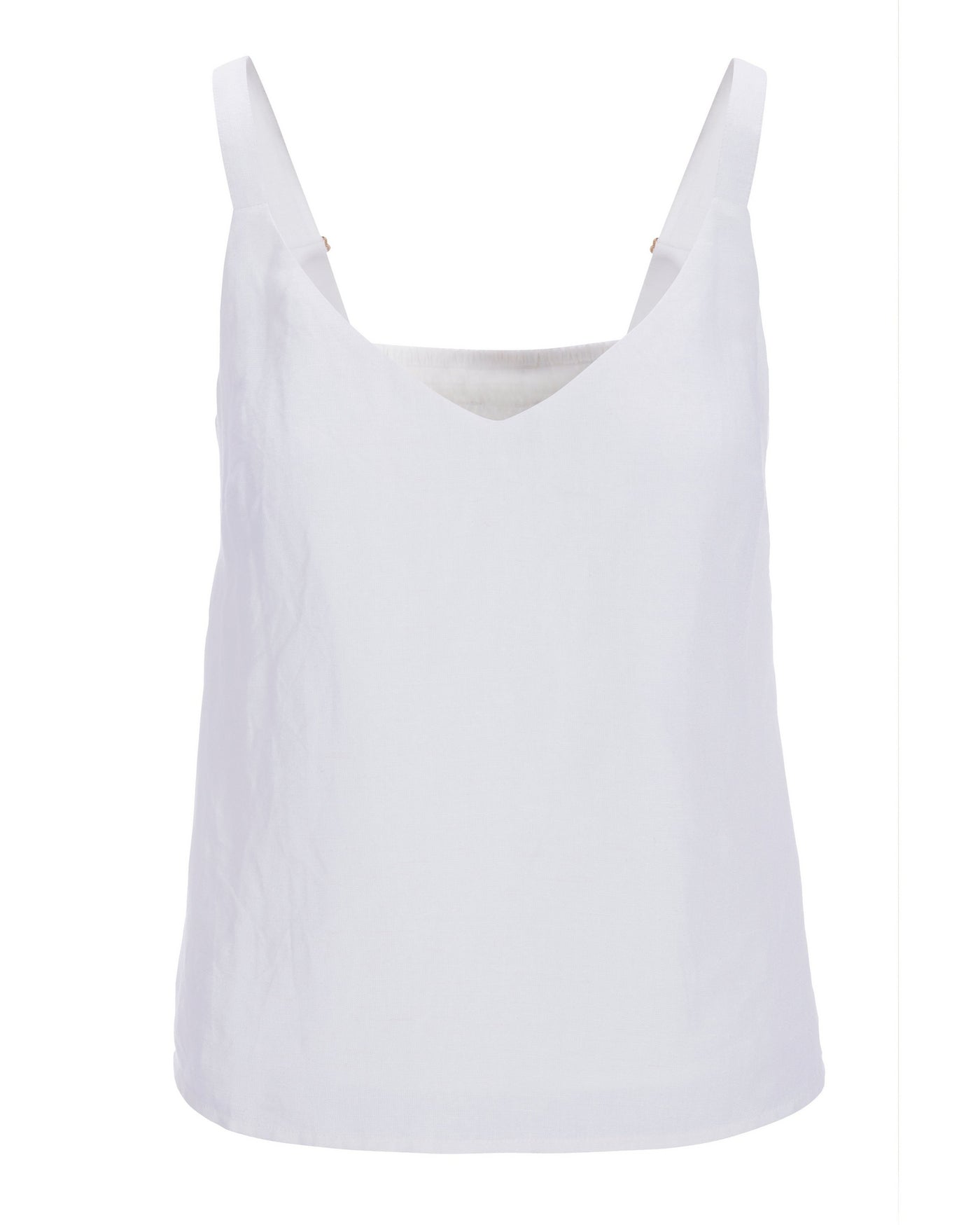 V Neck Linen Tank Top White