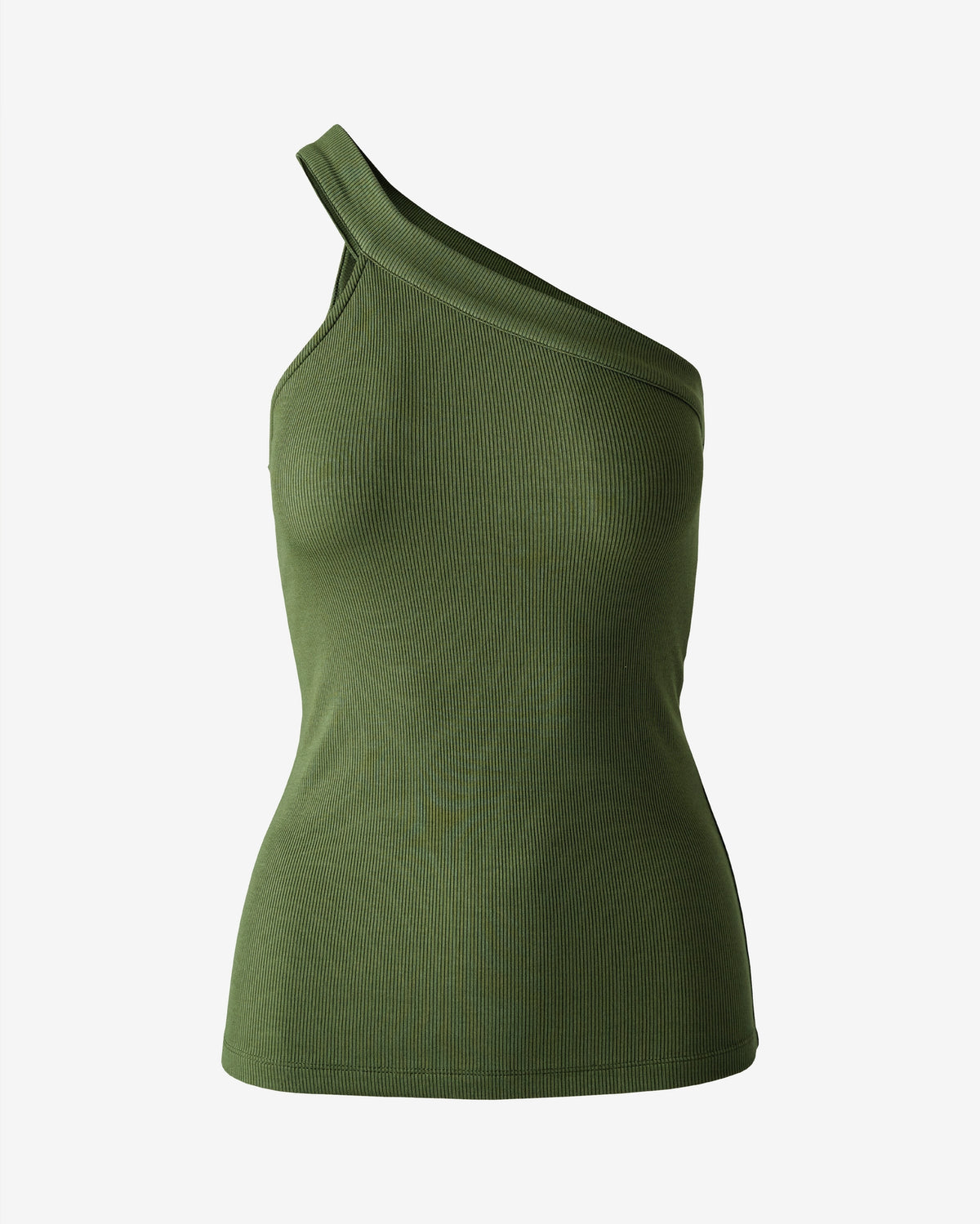 So Essential One Shoulder Asymmetrical Tank Bronze Green
