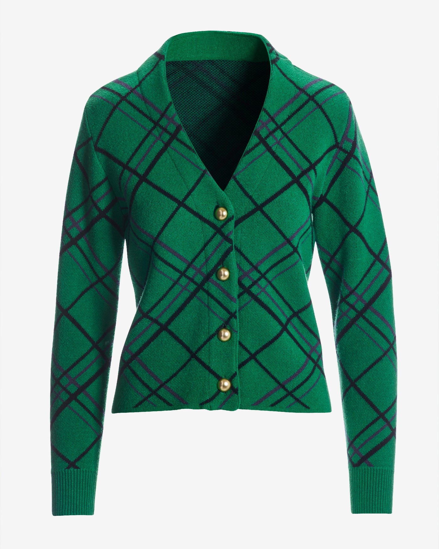 Plaid Sweater Cardigan Green Multi