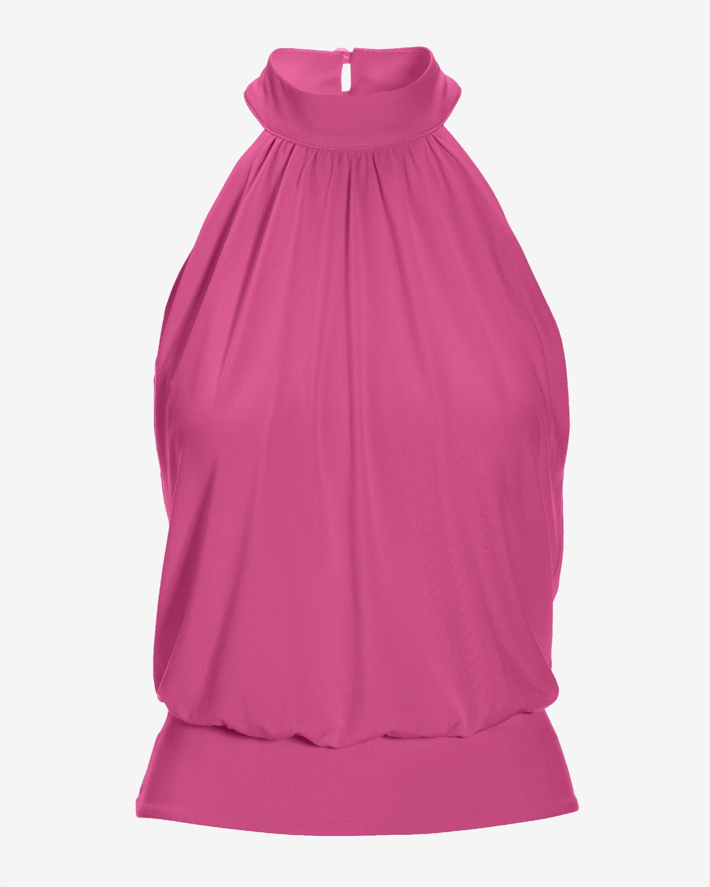 Halter Banded-Bottom Mock-Neck Knit Top Phlox Pink