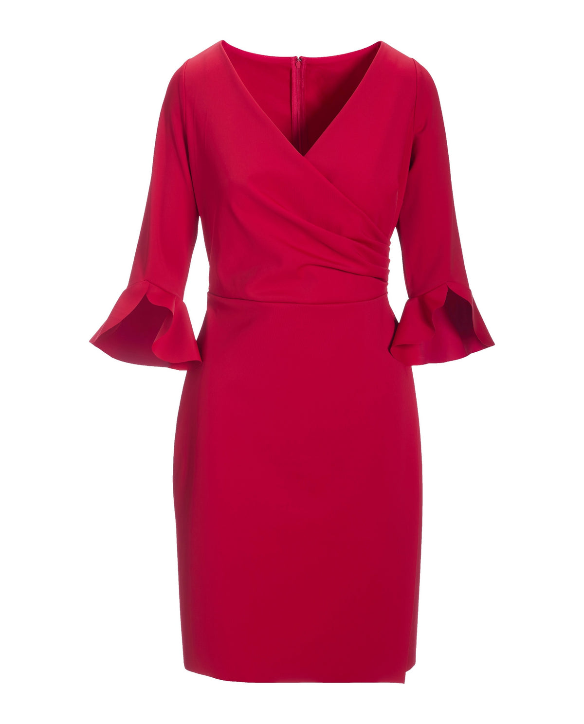 Classic Surplice Sheath Dress Racing Red